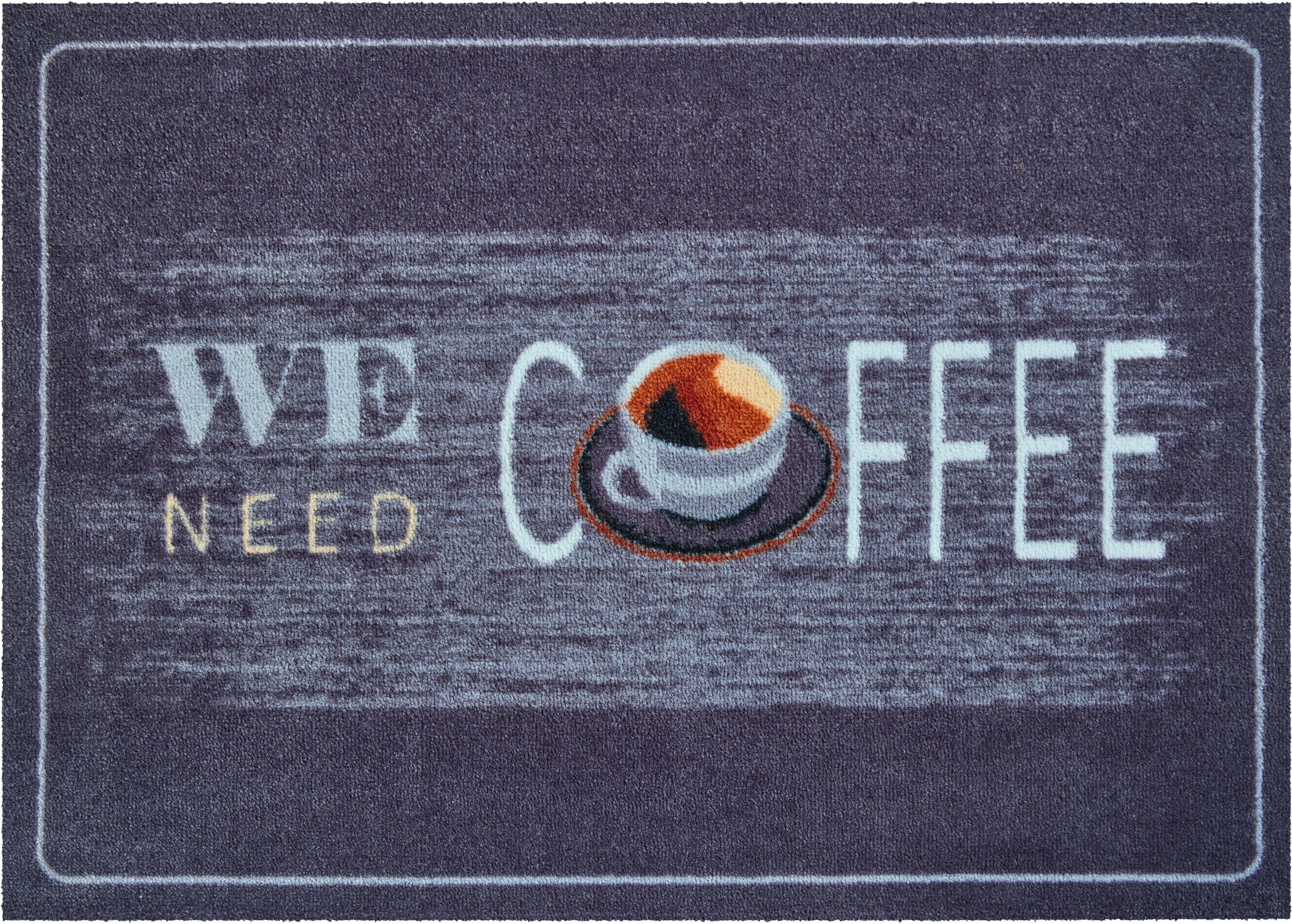 Grund Mat Koffie Inloopmat, met tekst, geschikt voor binnen en buiten, wasbaar, de