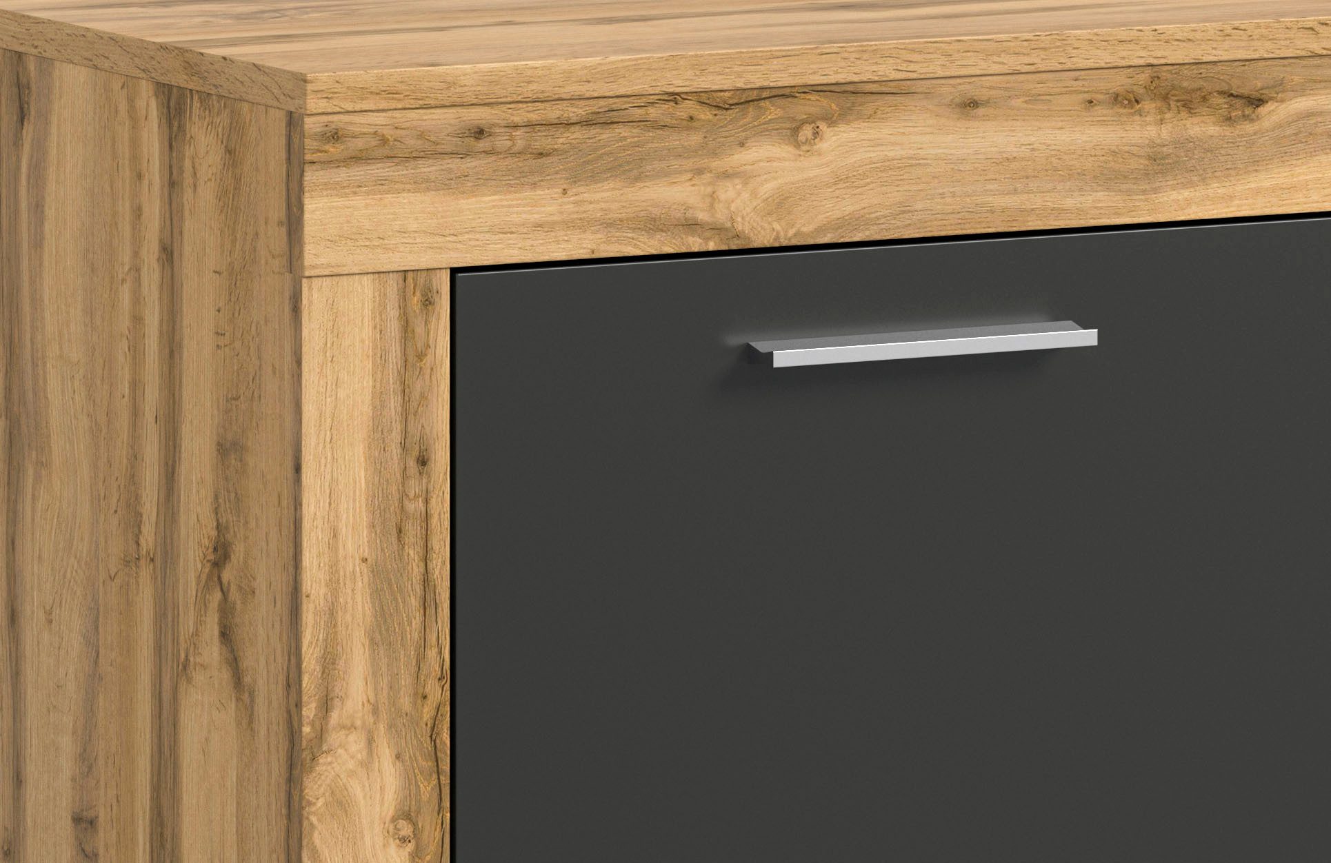 INOSIGN Wandmeubel Aosta, Breedte 255cm, bestaand uit Highboard, Lowboard, Wandplank Woonwand, combinatie, opbouwwand, meubelset, kastwand, meubelcombi (3-delig)