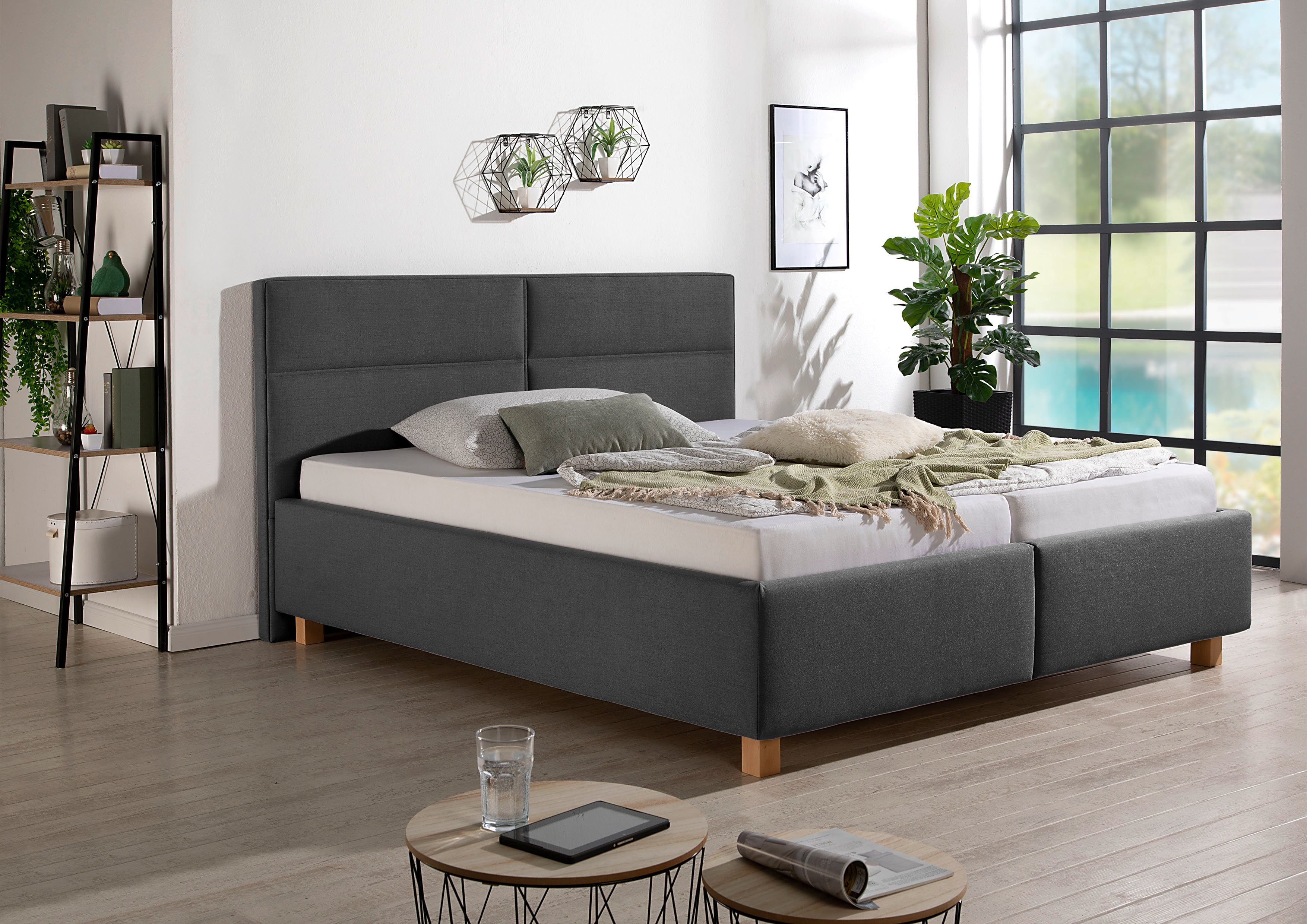 Maintal Gestoffeerd bed inclusief bedkist bedden grijs