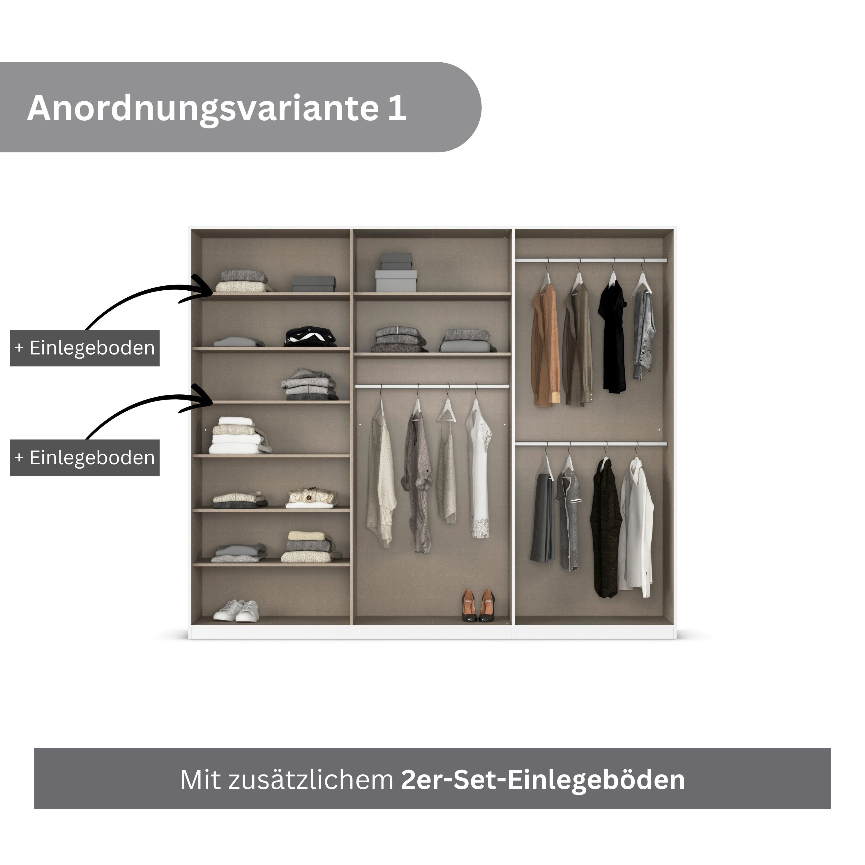 rauch Draaideurkast Kledingkast kast garderobe AGORDO met decor- of hoogglansfront doordachte binnenuitrusting, in 6 breedtes en 2 hoogtes made in germany