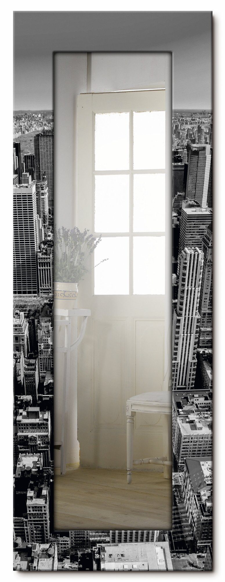 Artland Sierspiegel Luftbild van Manhattan New York City VS ingelijste spiegel voor het hele lichaam met motiefrand, geschikt voor kleine, smalle hal, halspiegel, mirror spiegel om