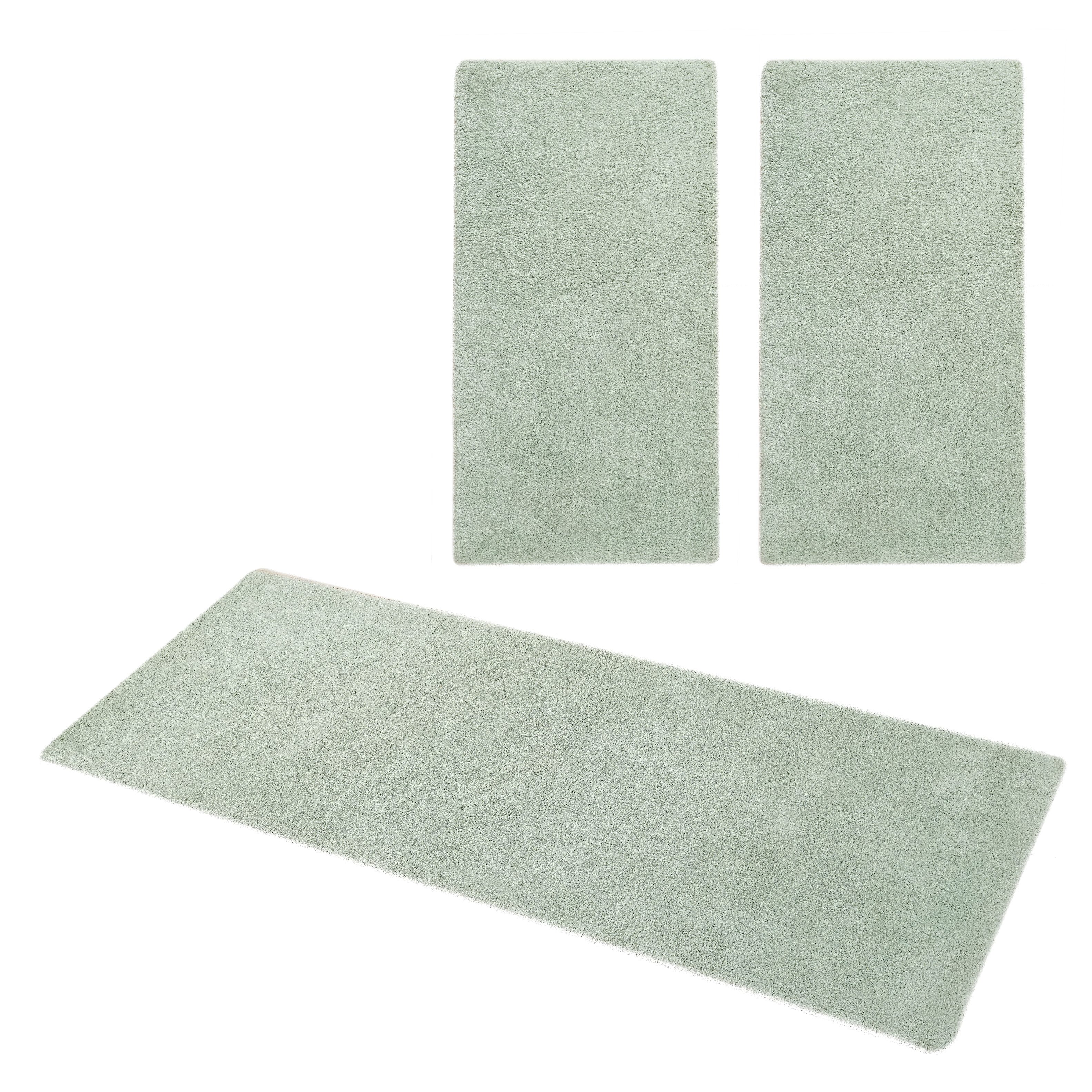 my home Set slaapkamerkleedjes met hoge pool Microvezeltapijt Magong, bijzonder zacht, zeer fijne pool uni, unikleurig slaapkamerkleed, loperset,