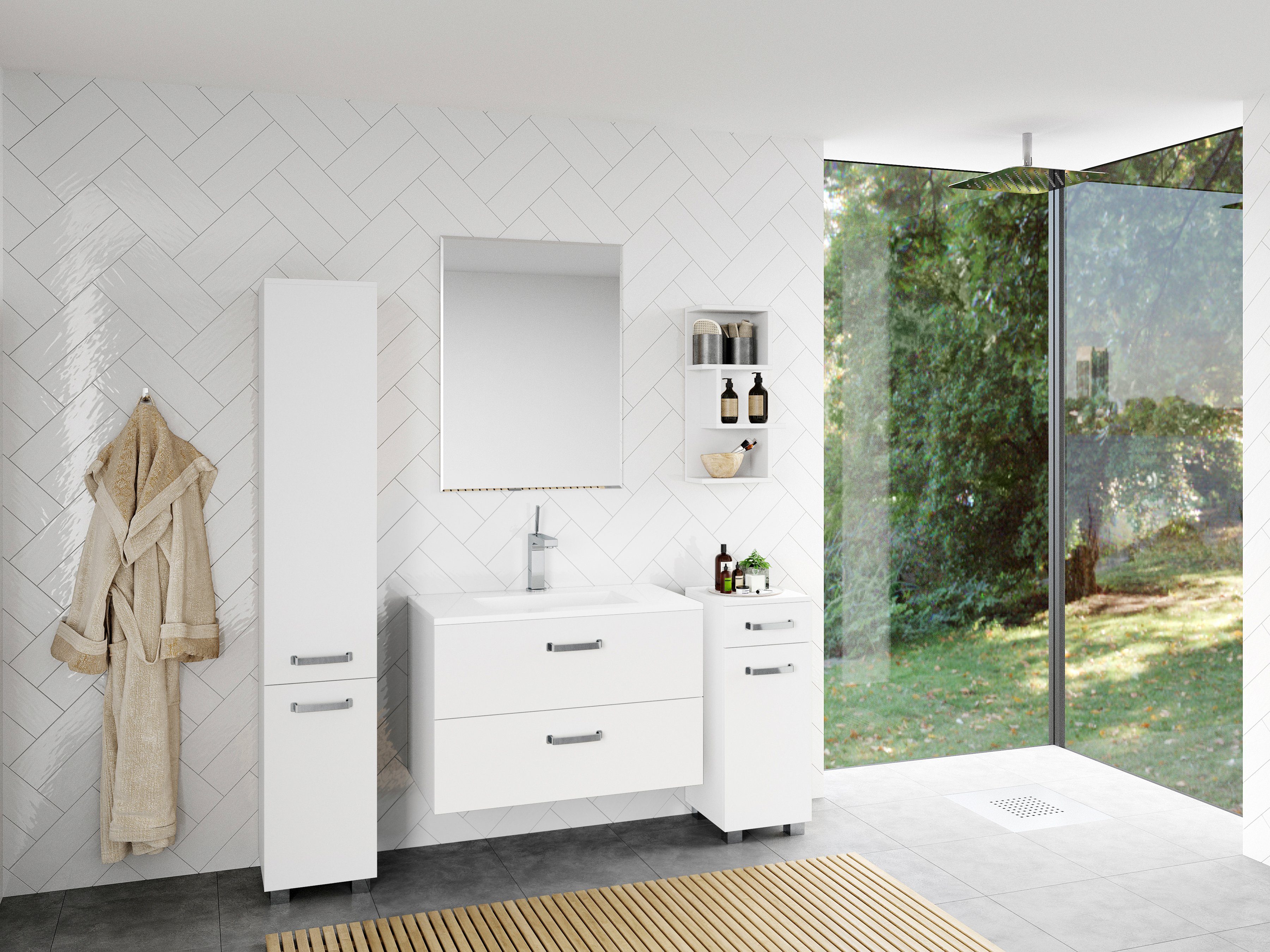 welltime Halfhoge kast Cosmo Bxdxh: ca. 30x32,5x76,5 cm, 2 vakken, draairichting deur verwisselbaar