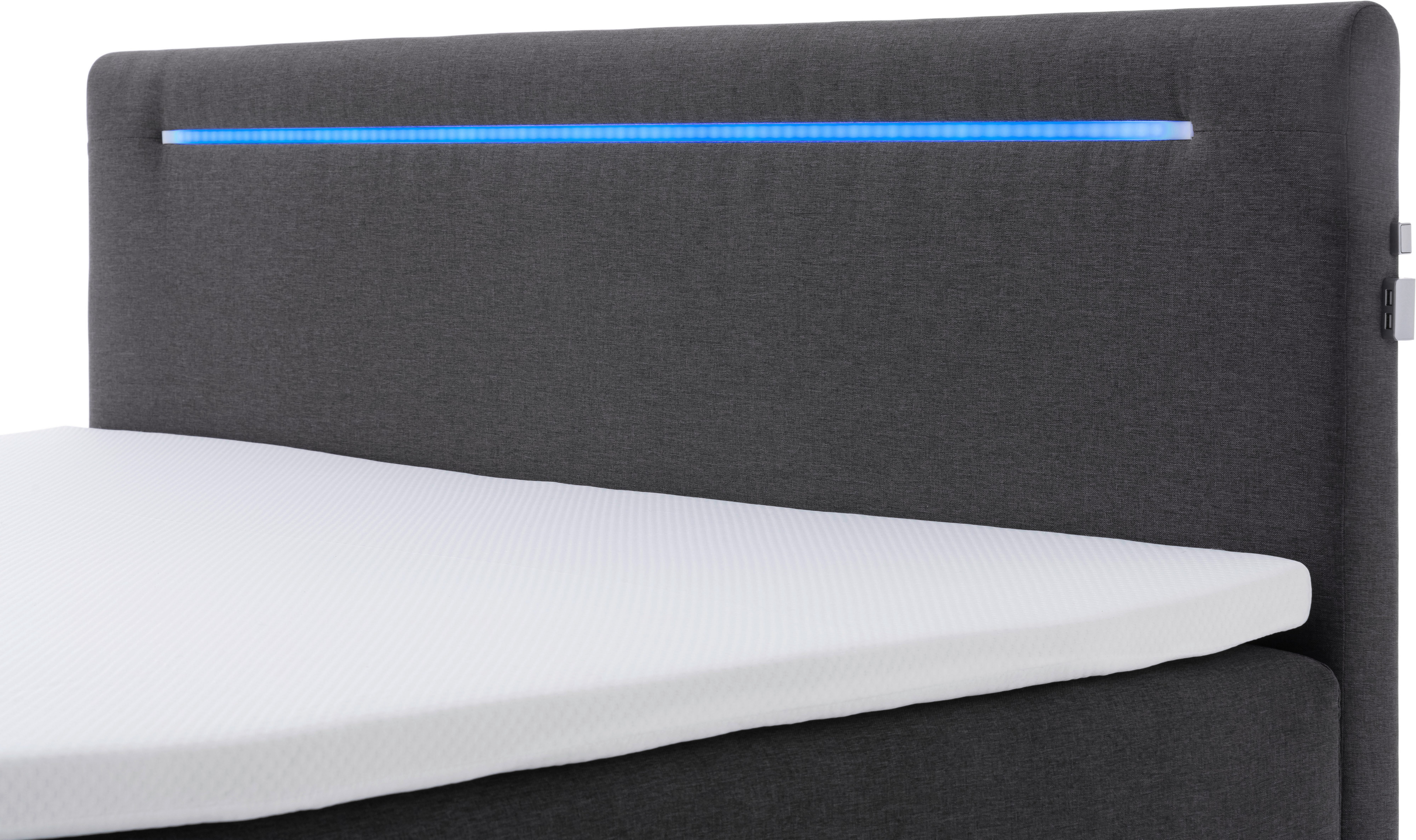 meise.möbel Boxspring Las Vegas Voeten en hoofdbord met ledverlichting, met bedkist en topmatras