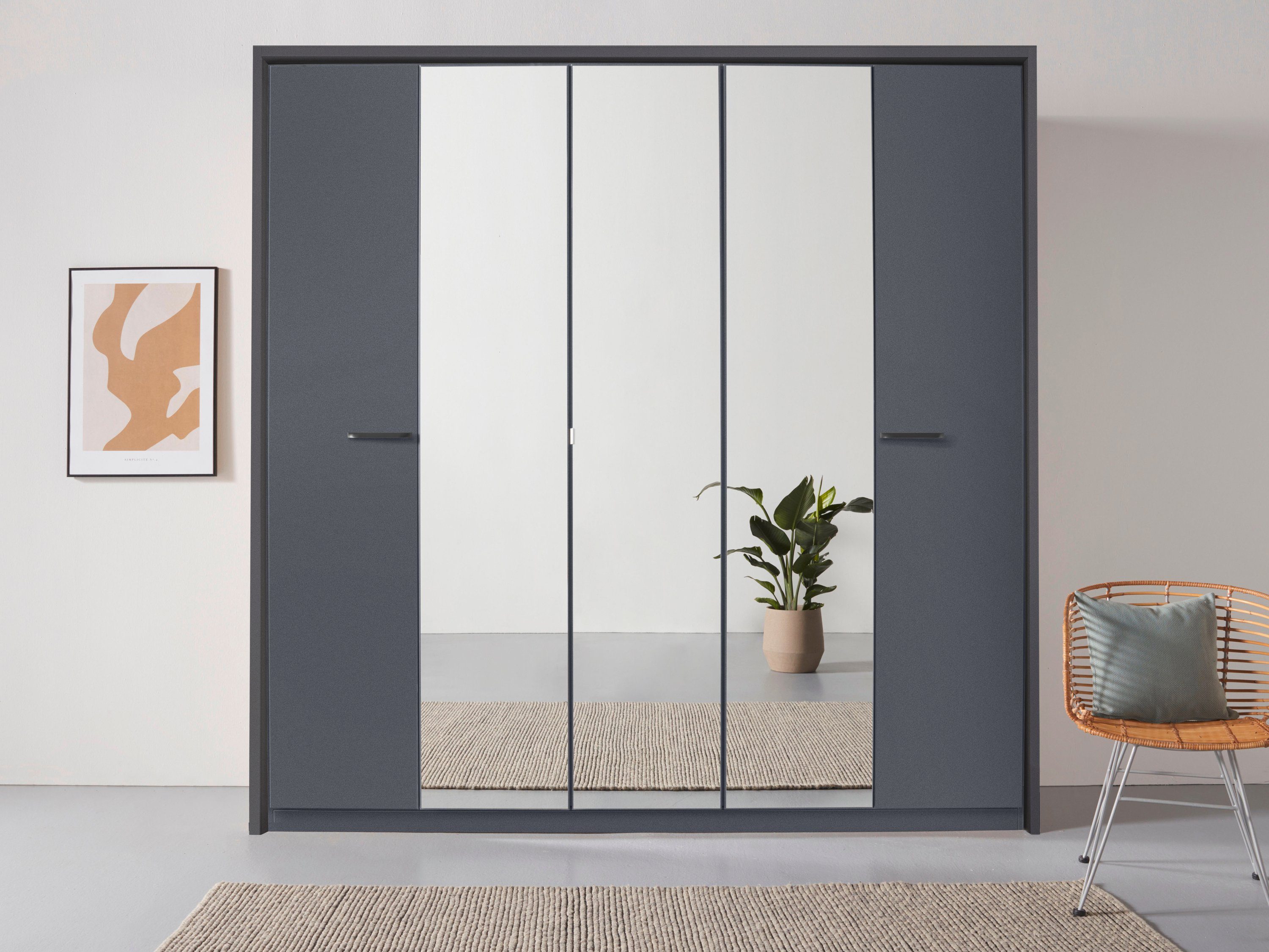 rauch Draaideurkast Kledingkast kast garderobe linnenkast kleedkamer OTELI met spiegel in het midden en passe-partout, optioneel met verlichting