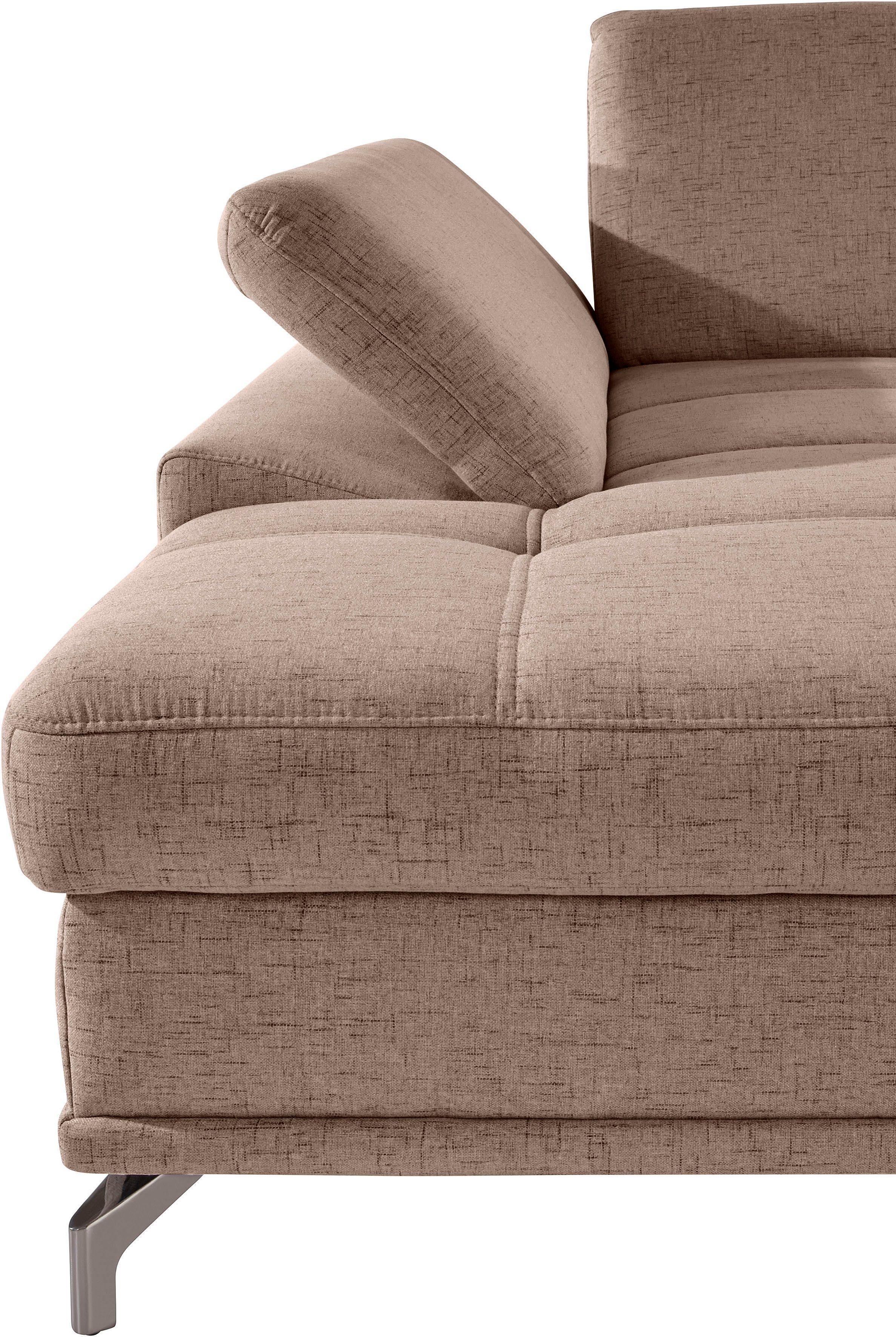 Places of Style Hoekbank Costello L-vorm, met zitdiepteverstelling, armleuningverstelling en