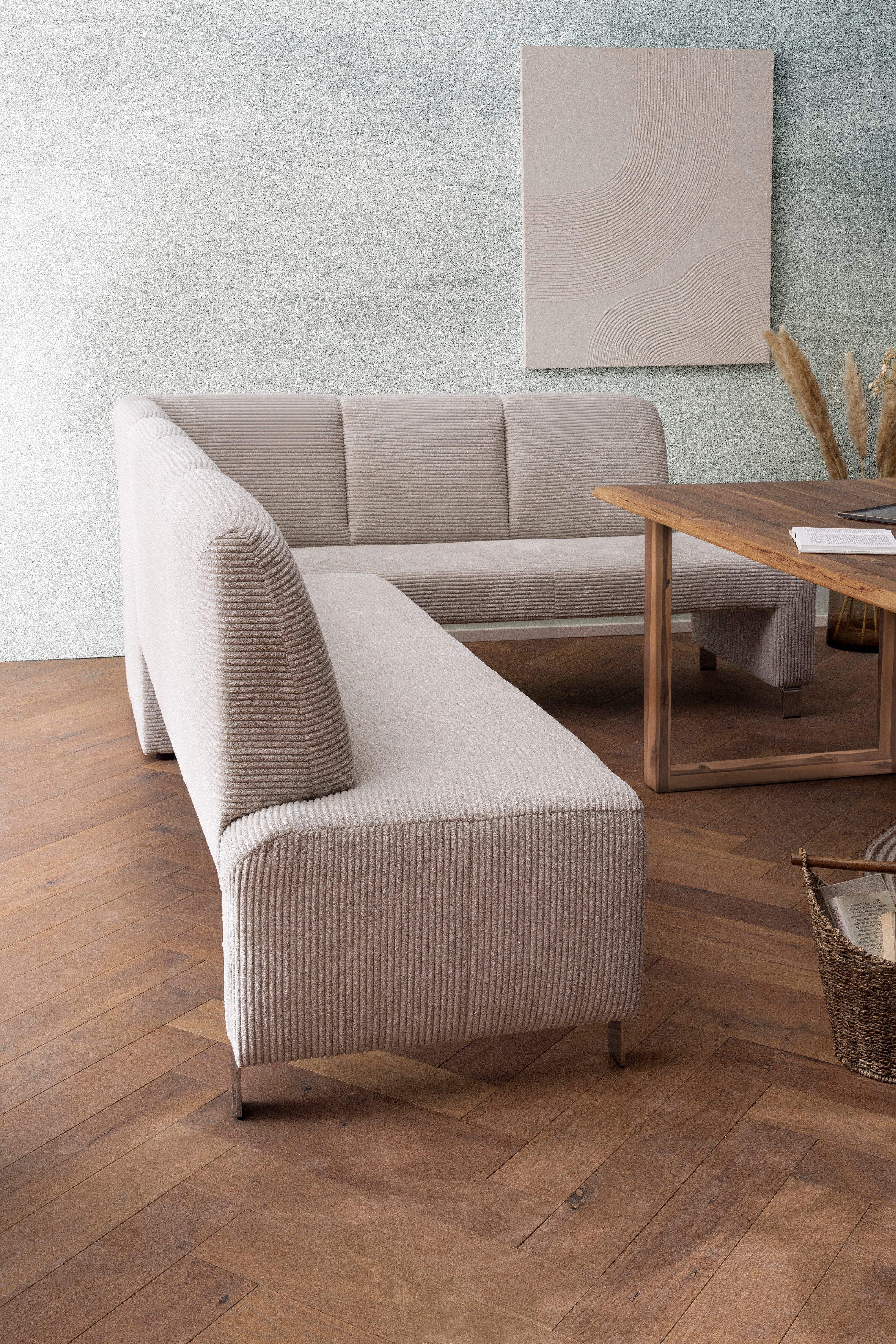 exxpo - sofa fashion Hoekbank Intenso, modern, keuze uit leer of textiel, 264/197 cm (B/D) hoge bodemvrijheid, vrij in de ruimte te plaatsen, hoog zitcomfort