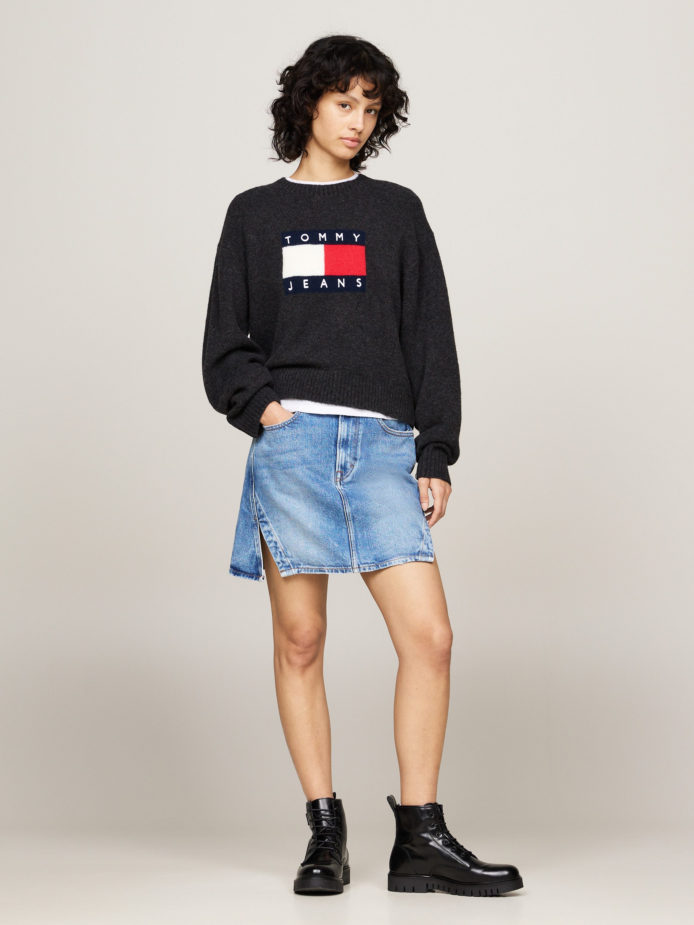 TOMMY JEANS Veterschoenen TJW LACE UP BOOT blokhak, plateau, veterschoen, chunky boots, logo-applicatie
