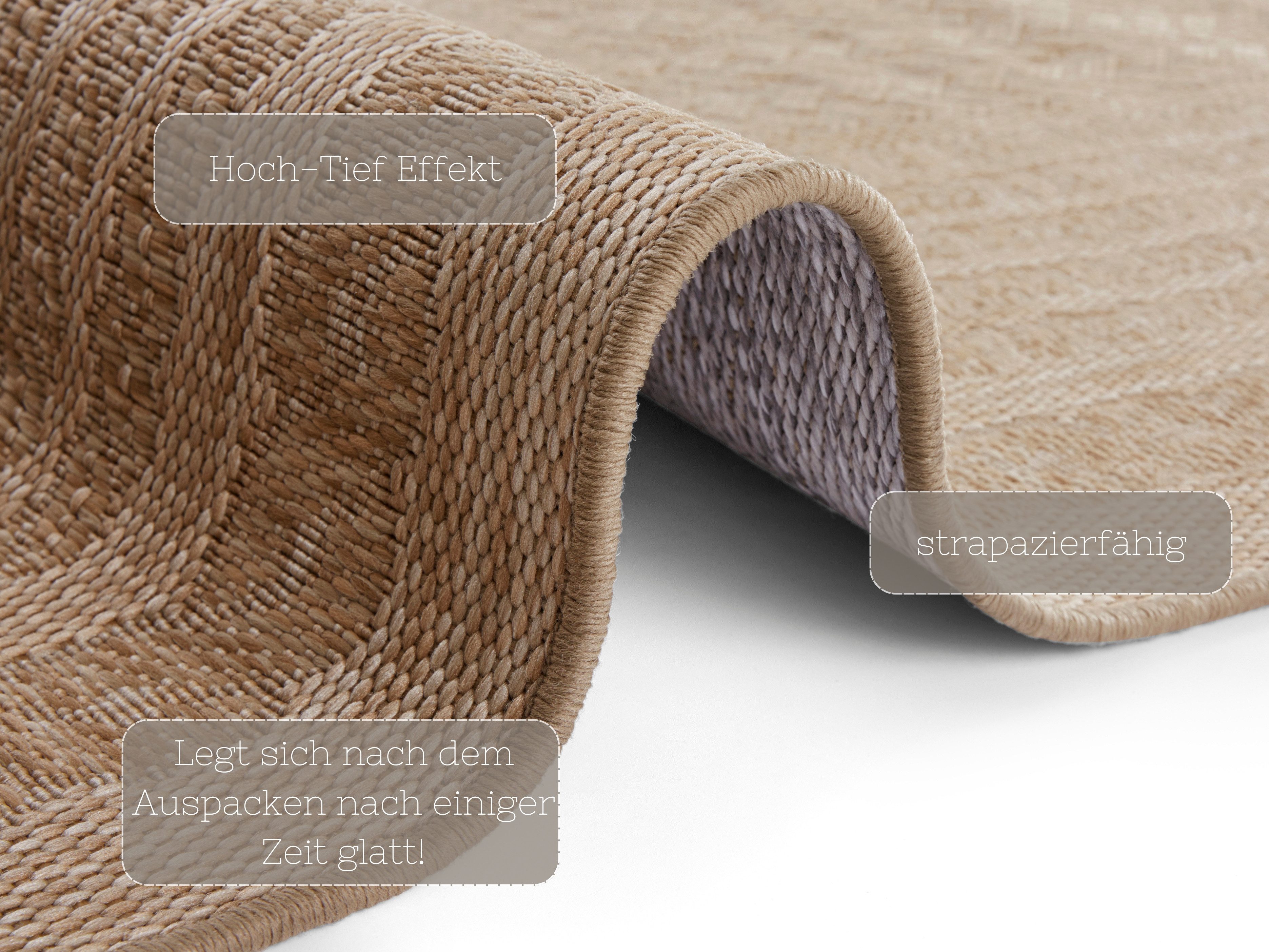NORTHRUGS Vloerkleed Limonero In-& Outdoor, vlakweefsel, sisal-look, Scandi, tuin, woonkamer