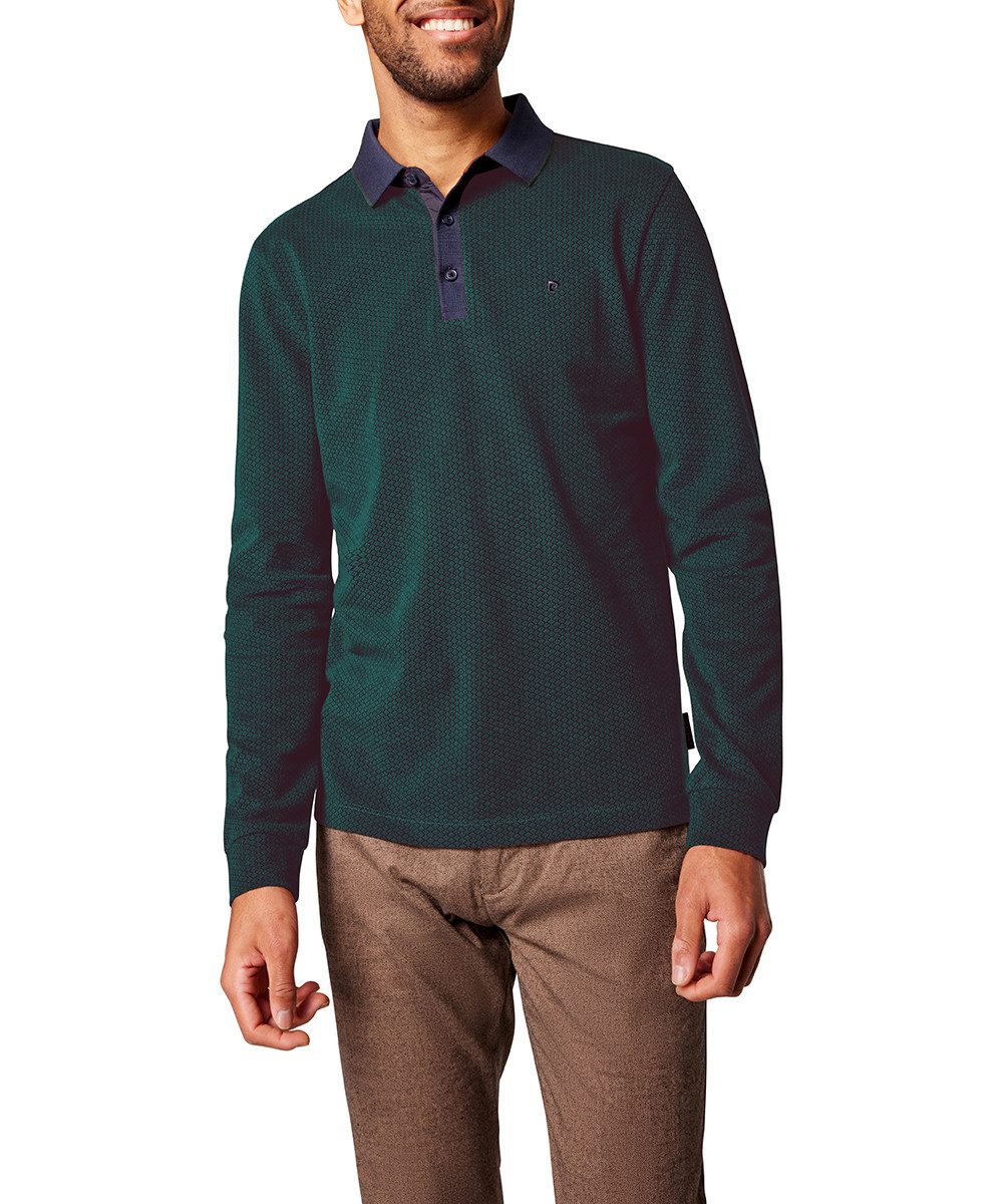 Pierre Cardin Poloshirt met lange mouwen met all-over motief