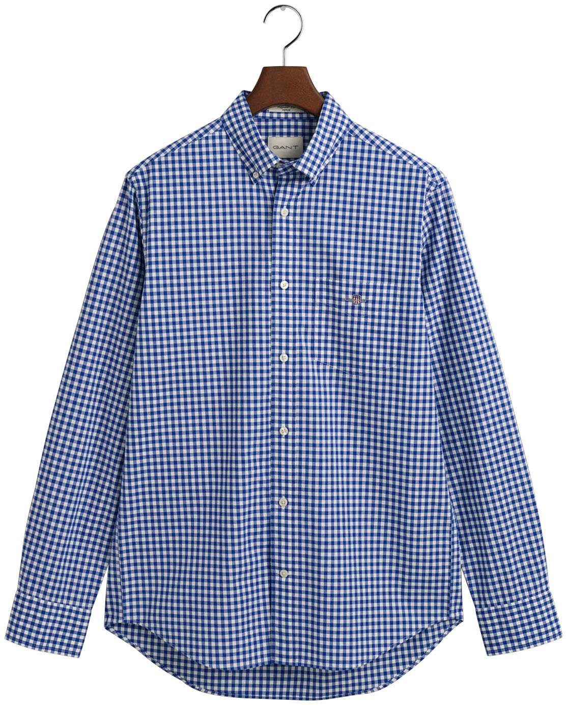 Gant Overhemd met lange mouwen REG POPLIN GINGHAM SHIRT met logoborduursel op borsthoogte