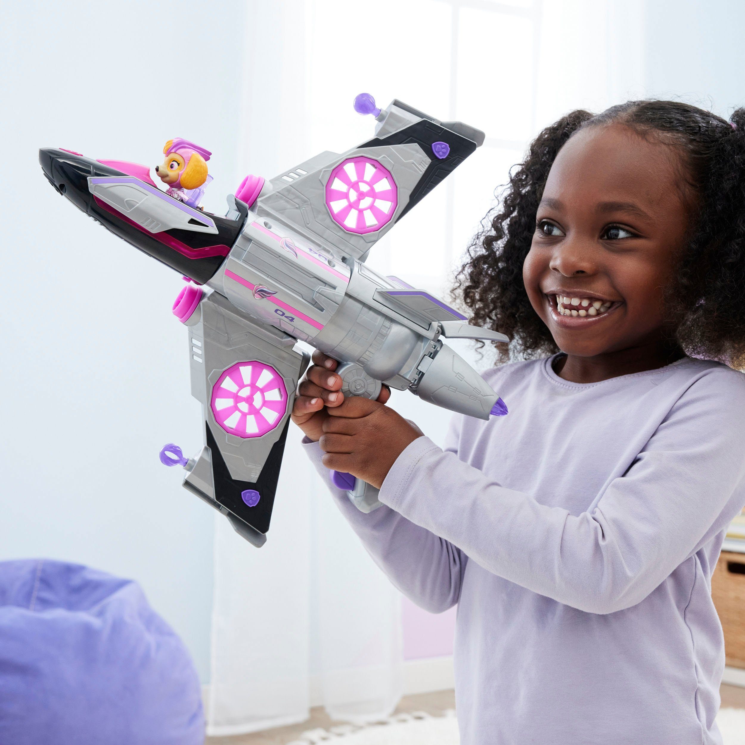 Spin Master Speelgoed vliegtuig Paw Patrol - Movie II - Skyes Deluxe Jet-Flieger inclusief skye figuur, met licht- en geluidseffect
