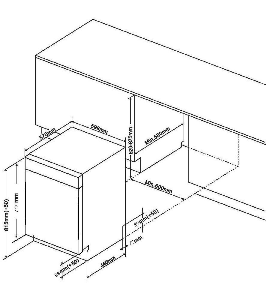 Hanseatic Onderbouwvaatwasser HGU6082B147931ES, 82 cm x 60 cm, Onderkorf met comfortabele heftechniek
