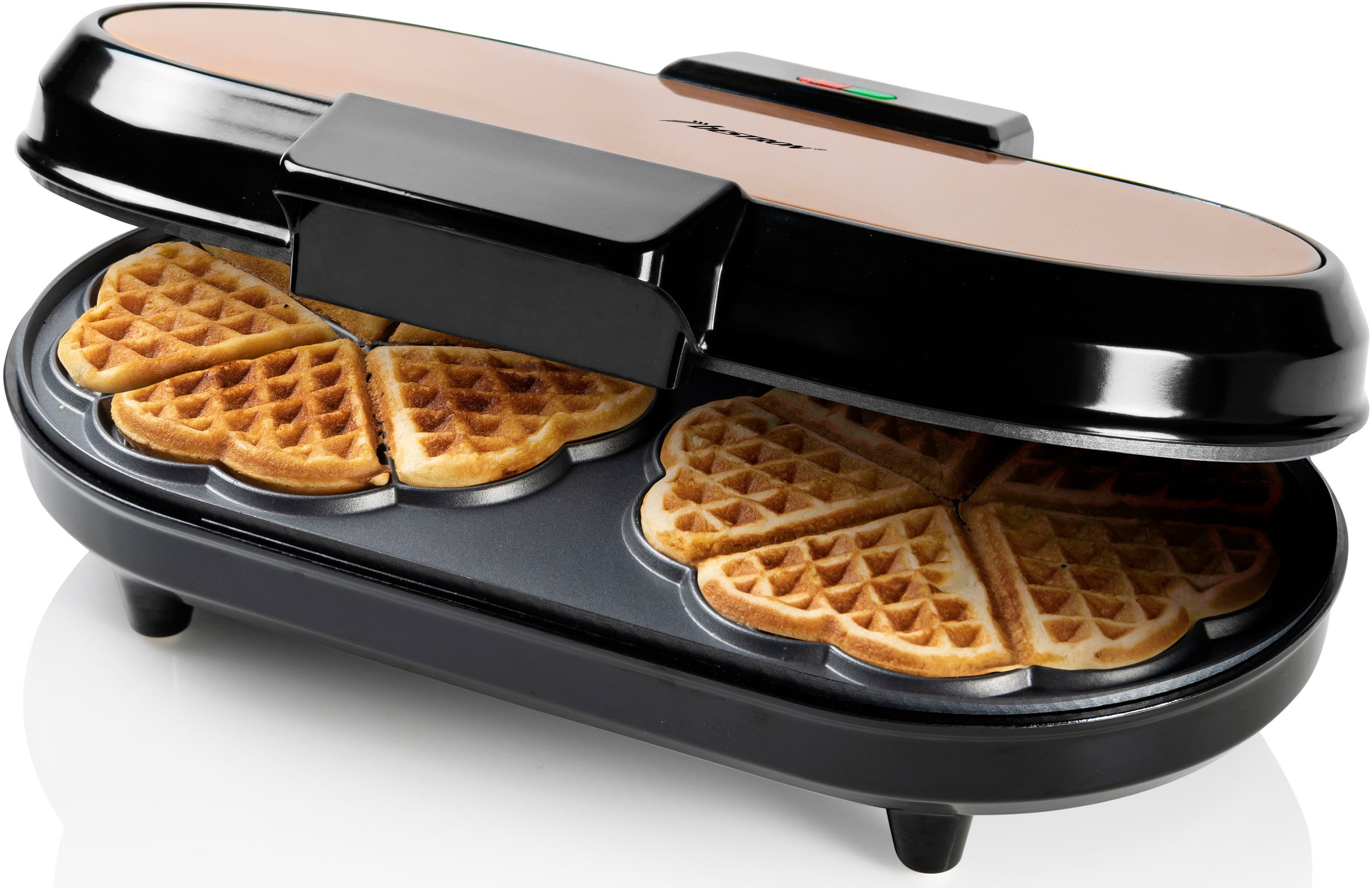 bestron Wafelijzer ADWM730CO voor klassieke hartvormige wafels, met controlelampje & antiaanbaklaag