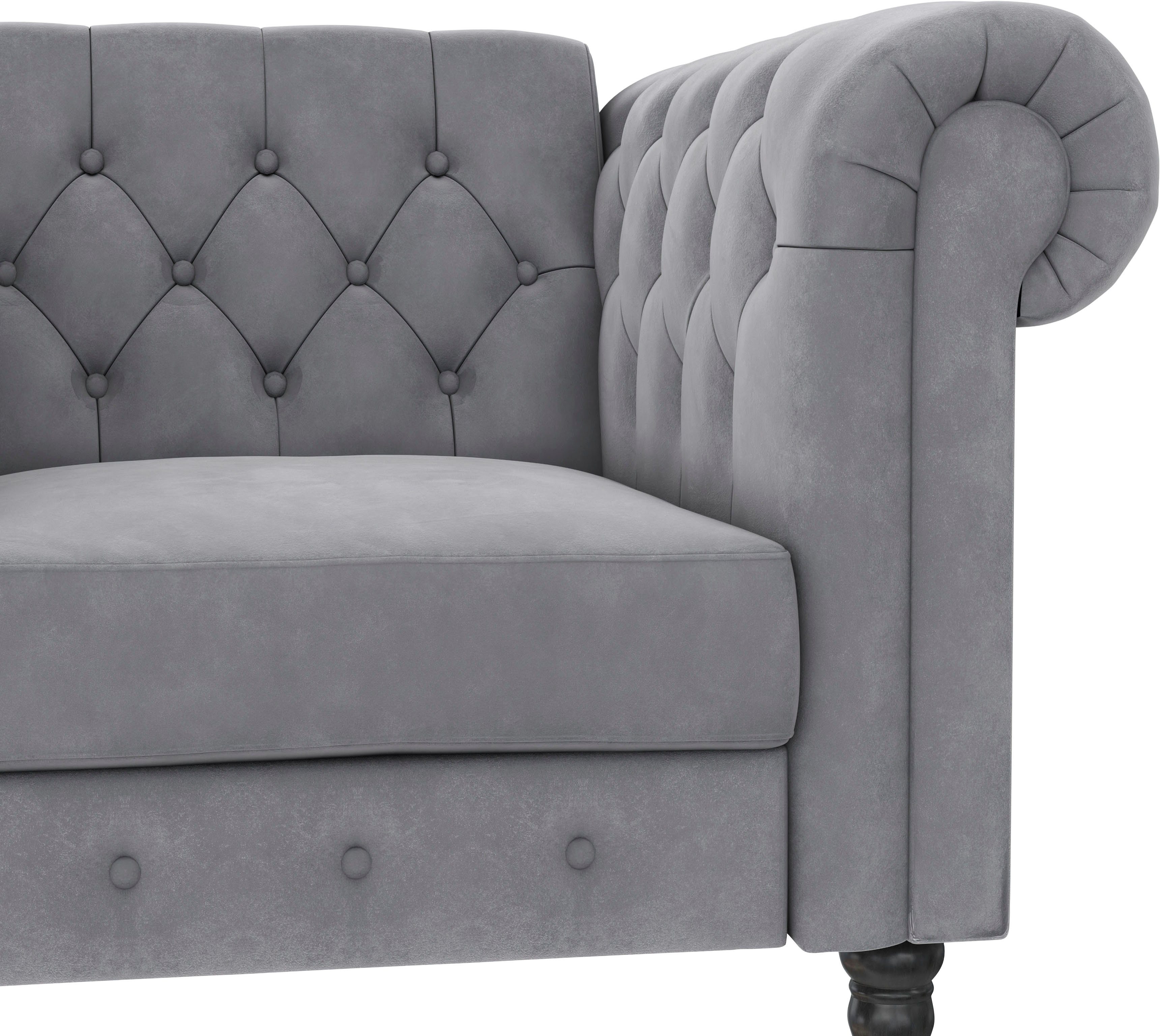Dorel Home Chesterfield-fauteuil Felix met rugleuning 3-voudig verstelbaar, benen massief hout, zithoogte 46 cm