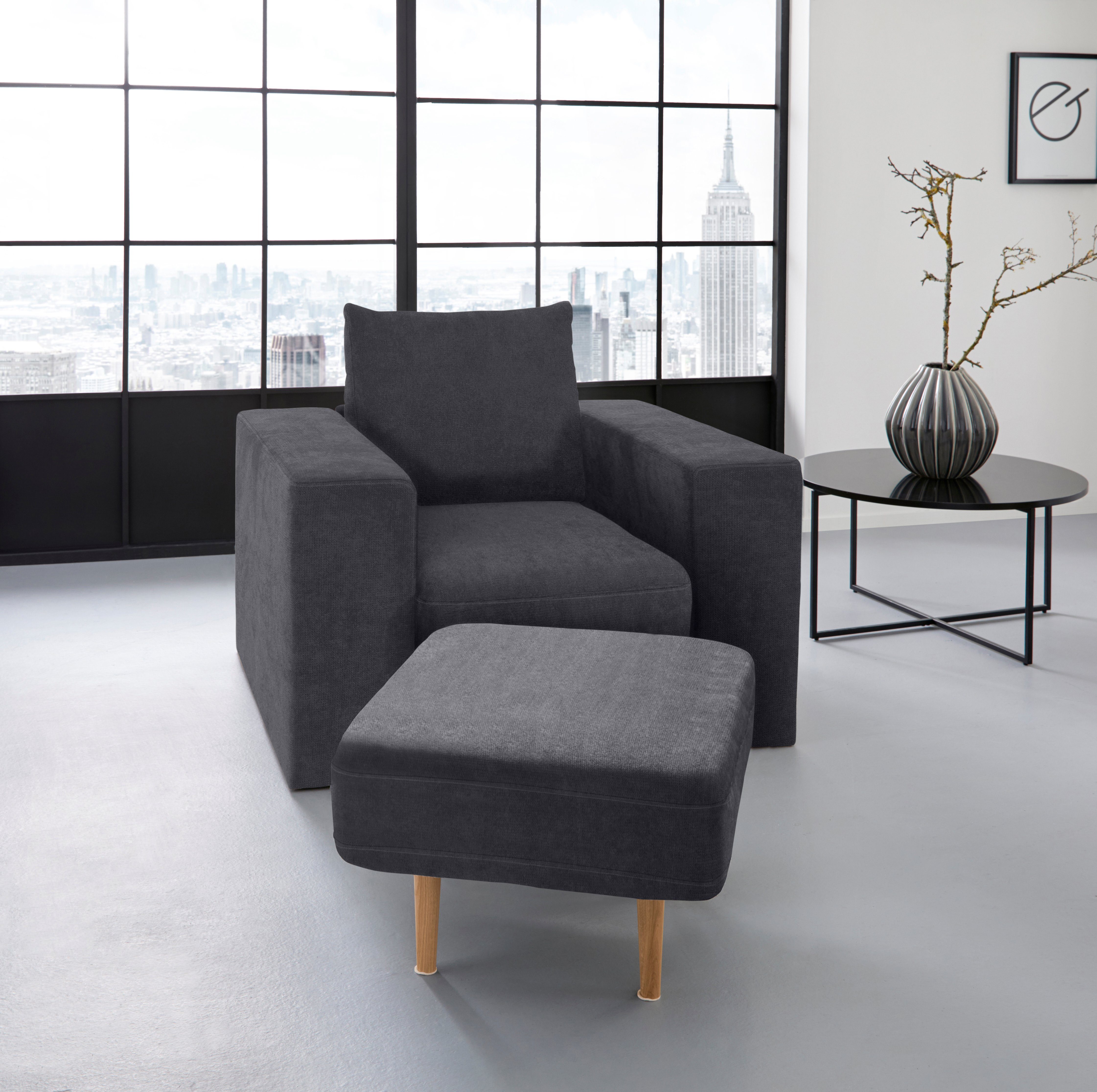 LOOKS BY WOLFGANG JOOP Fauteuil Looksv Aan te passen fauteuil: fauteuil wordt fauteuil met hocker fauteuils blauw