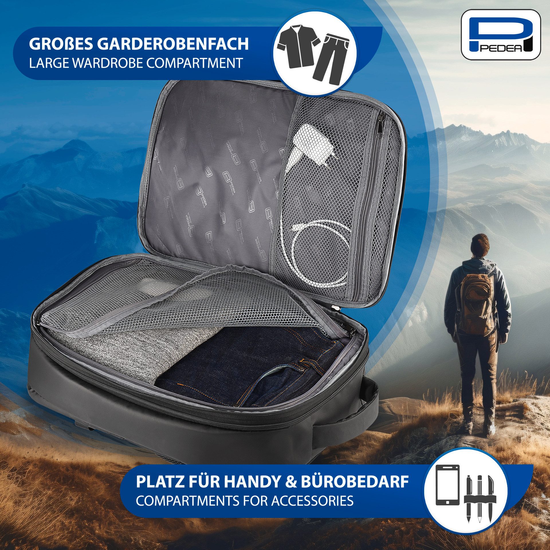 PEDEA Notebook rugzak Clutch 15,6 (39,6cm) met reisvak