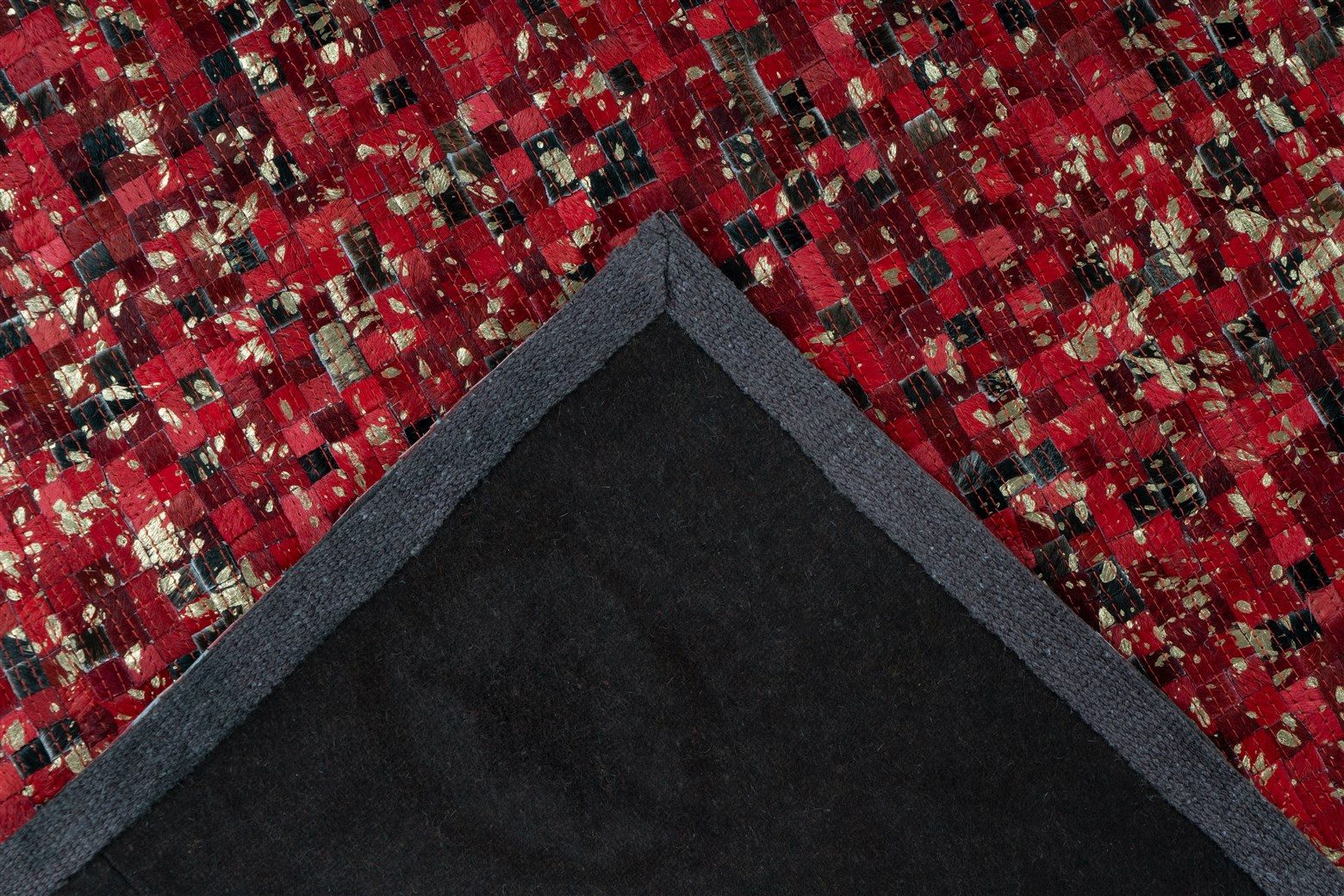 aRTE ESPINA Vloerkleed Finish 100 natuurlijk lederen tapijt, met glanzende metallic kleur, rug van vilt