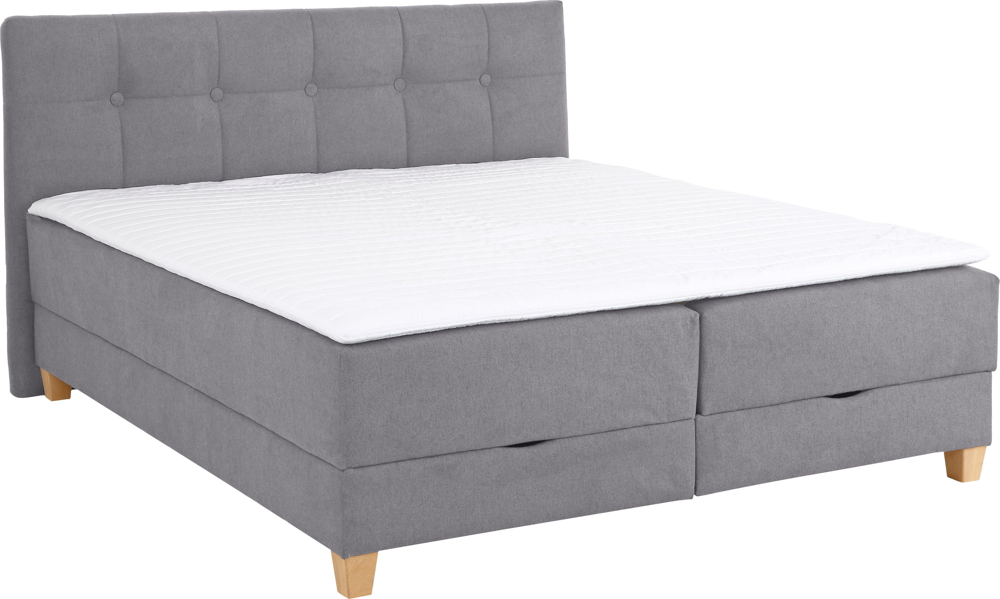 Home affaire Boxspring Lonrai in h2, h3 & h4 en xxl - verlengde 220 cm kiesbaar, incl. topper