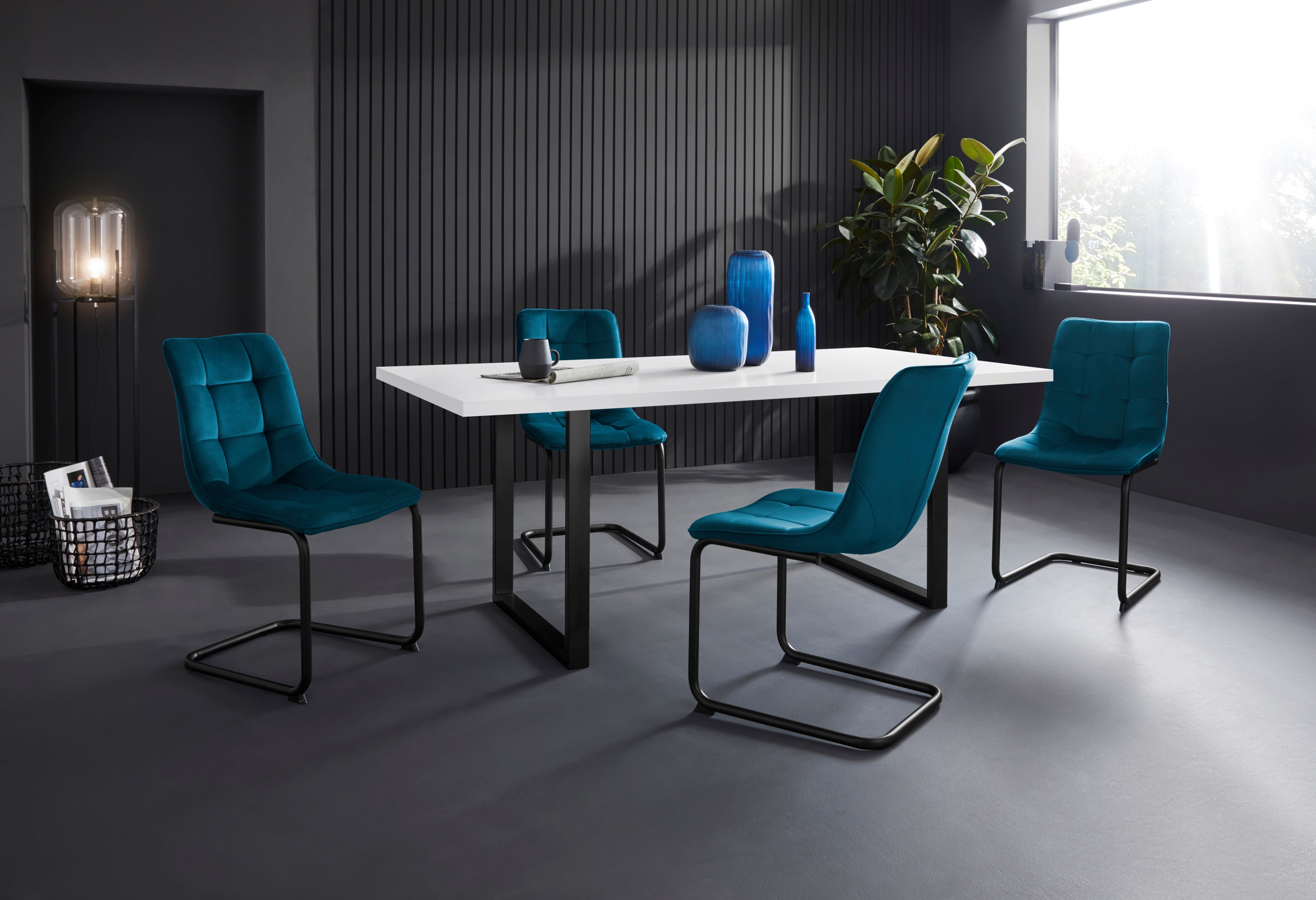 FORTE Eettafel Breedte 160 cm, beugelonderstel in industriële look
