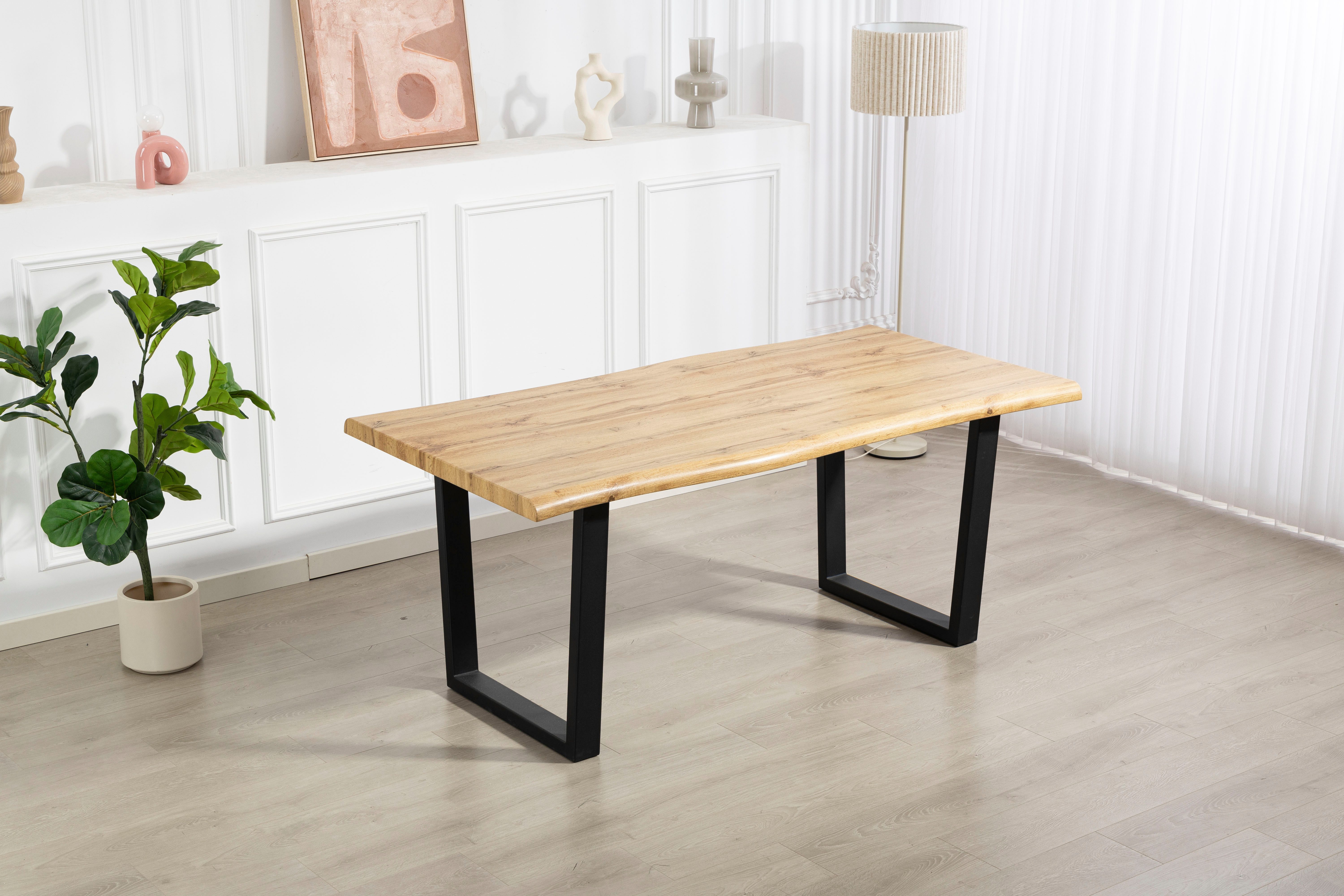 Duo Collection Tafel met hout Tafel Thea Massief beugelonderstel van metaal, draagvermogen tot 100 kg