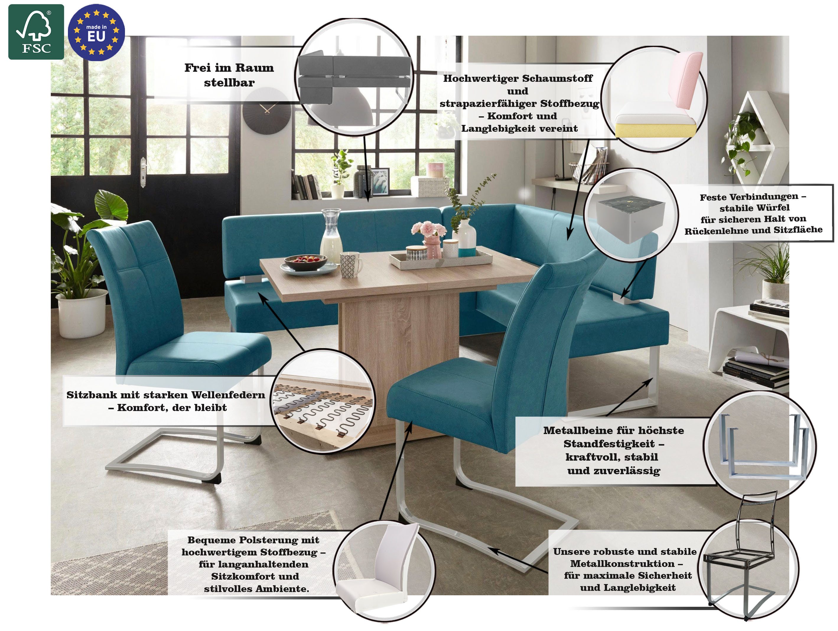 Home affaire Hoekbank RAB in 2 breedten (180 of 200 cm), bekleding in verschillende kwaliteiten