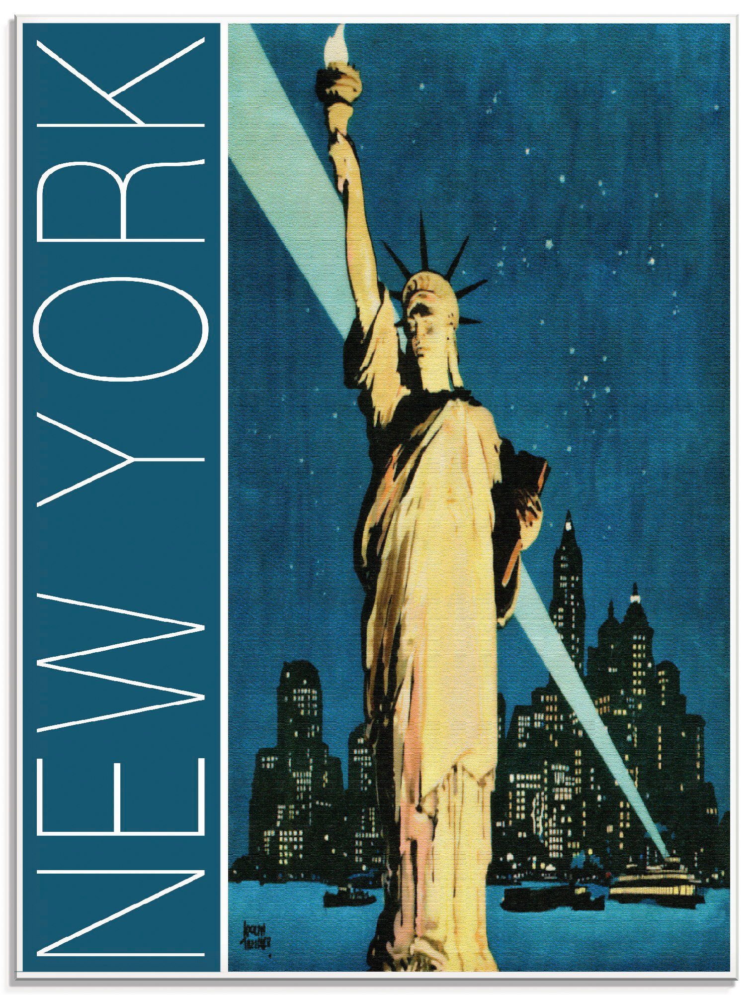Artland Print op glas New York vintage reisaffiche (1 stuk)