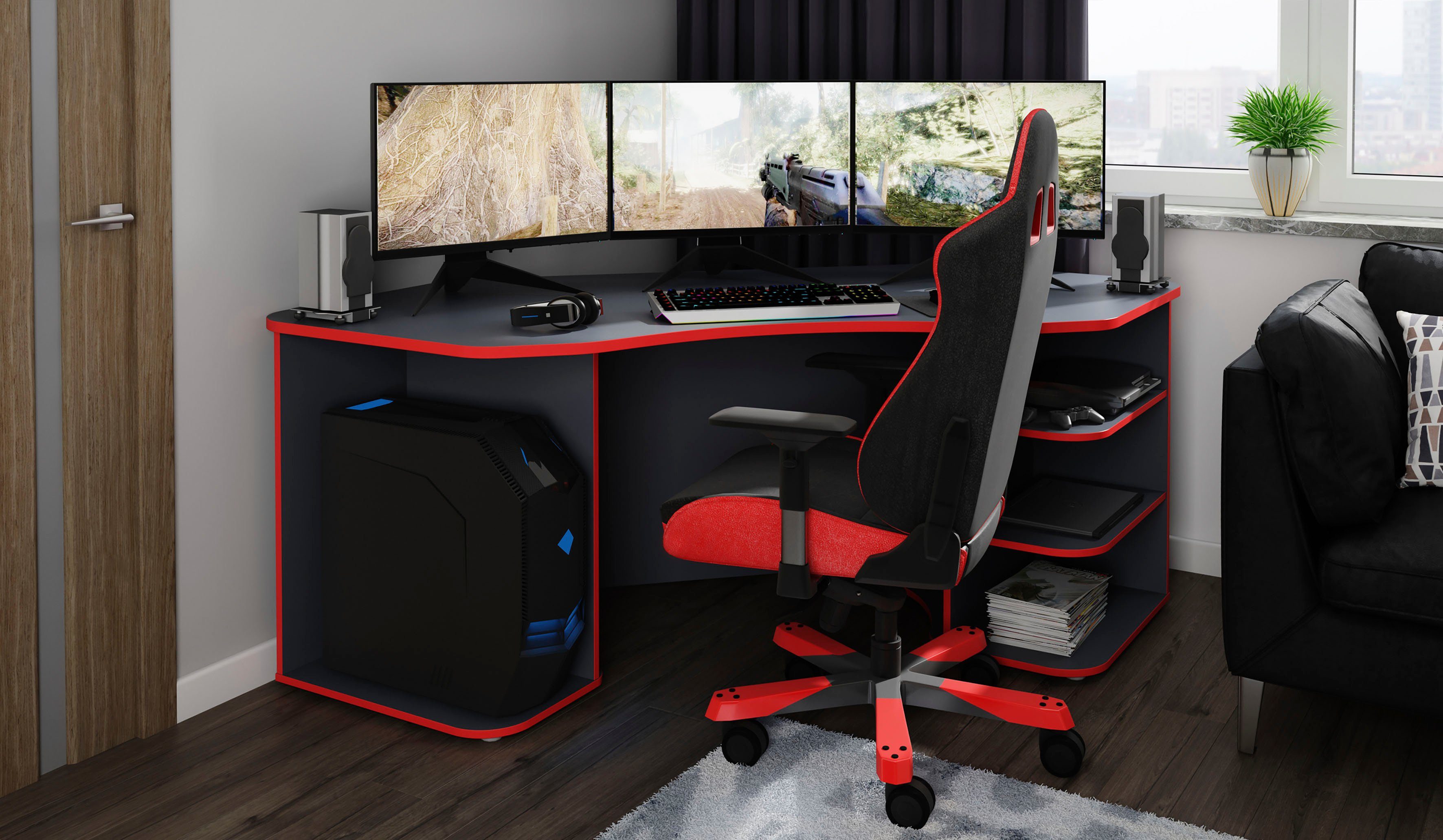 byLIVING Gamingtafel Thanatos Breedte 198 cm, modern hoekbureau