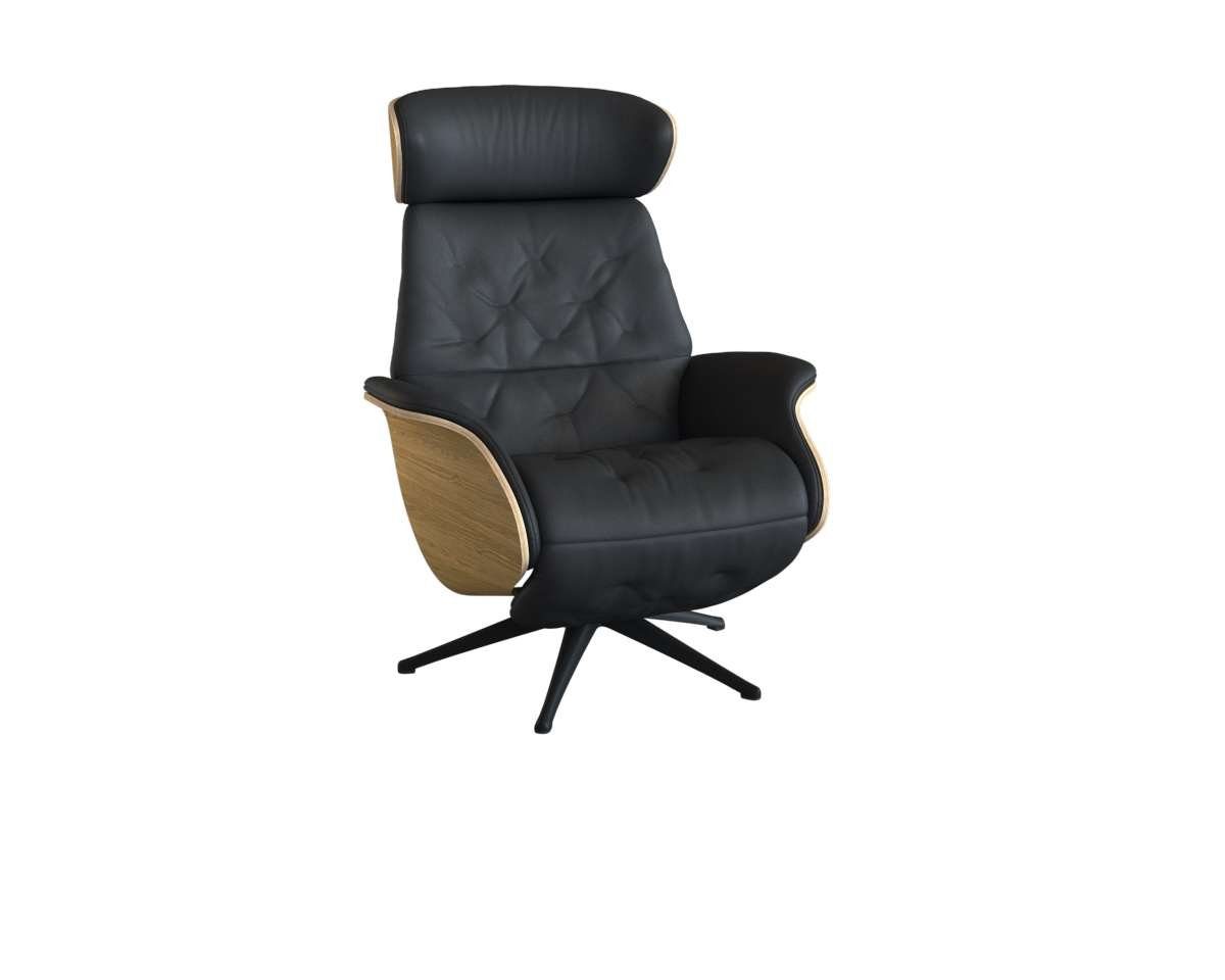 FLEXLUX Relaxfauteuil Volden praktische elektrische fauteuil Maat M, elektrische rug- en voetensteun, accu, armleuning Eiken, zwarte poot
