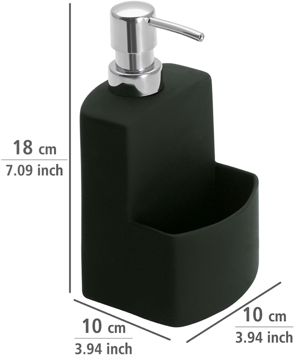 WENKO Dispenser voor afwasmiddel Model Festival van keramiek, soft-touch coating, met afwasponsvak, 380 ml (1-delig)