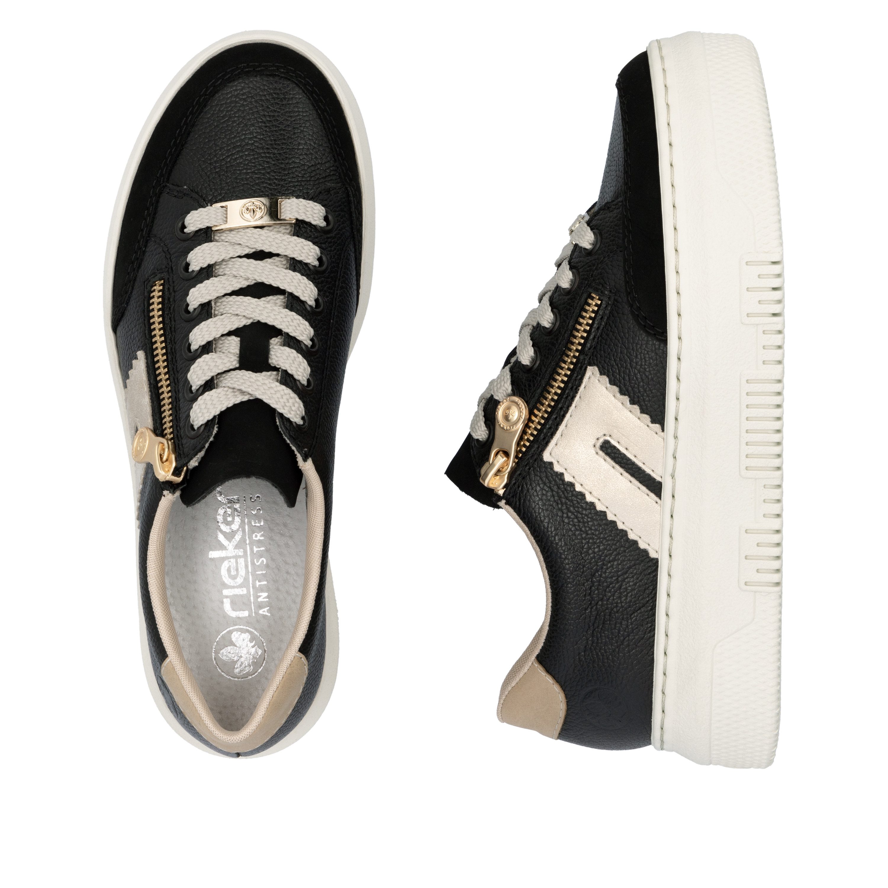 Rieker Plateausneakers , veterschoenen, lage schoen, vrijetijdsschoen met zijrits
