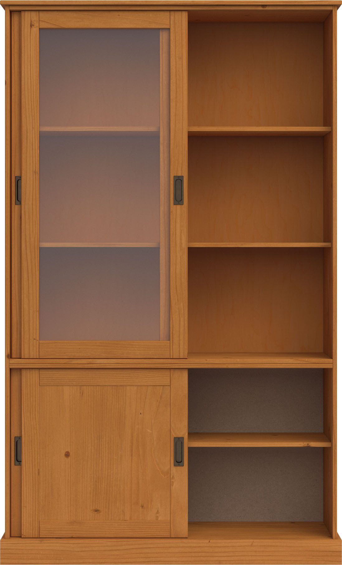 Home affaire Vitrinekast Schröder met 2+2 schuifdeuren, van massief grenenhout, breedte 114 cm