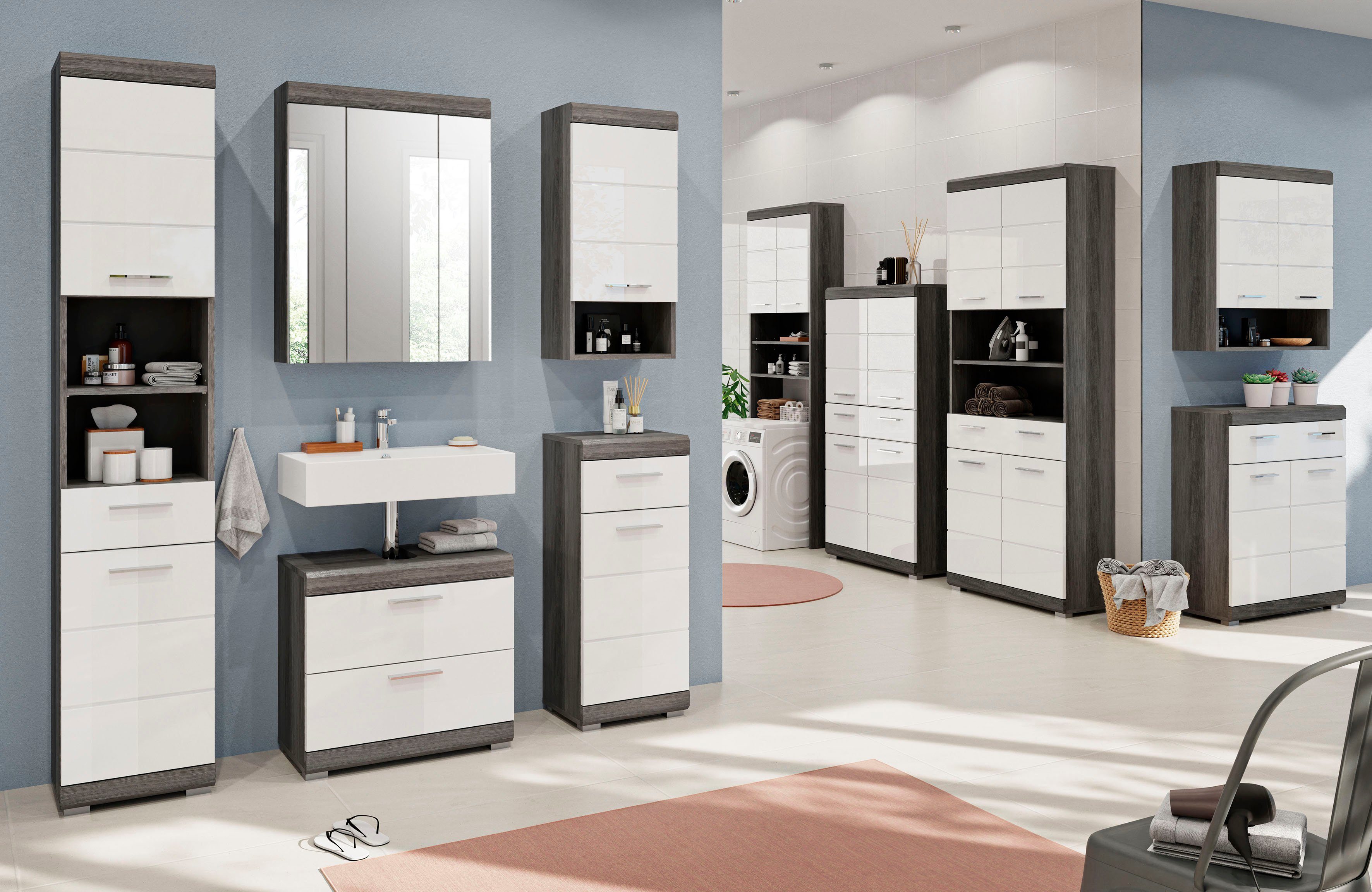 INOSIGN Wastafelonderkast Siena, breedte 60 cm, 2 deuren, 2 vakken, met sifonaansluiting, MDF-front in verschillende kleuren verkrijgbaar, badkamermeubels, badkamerkast, commode, badkamer (1 stuk)