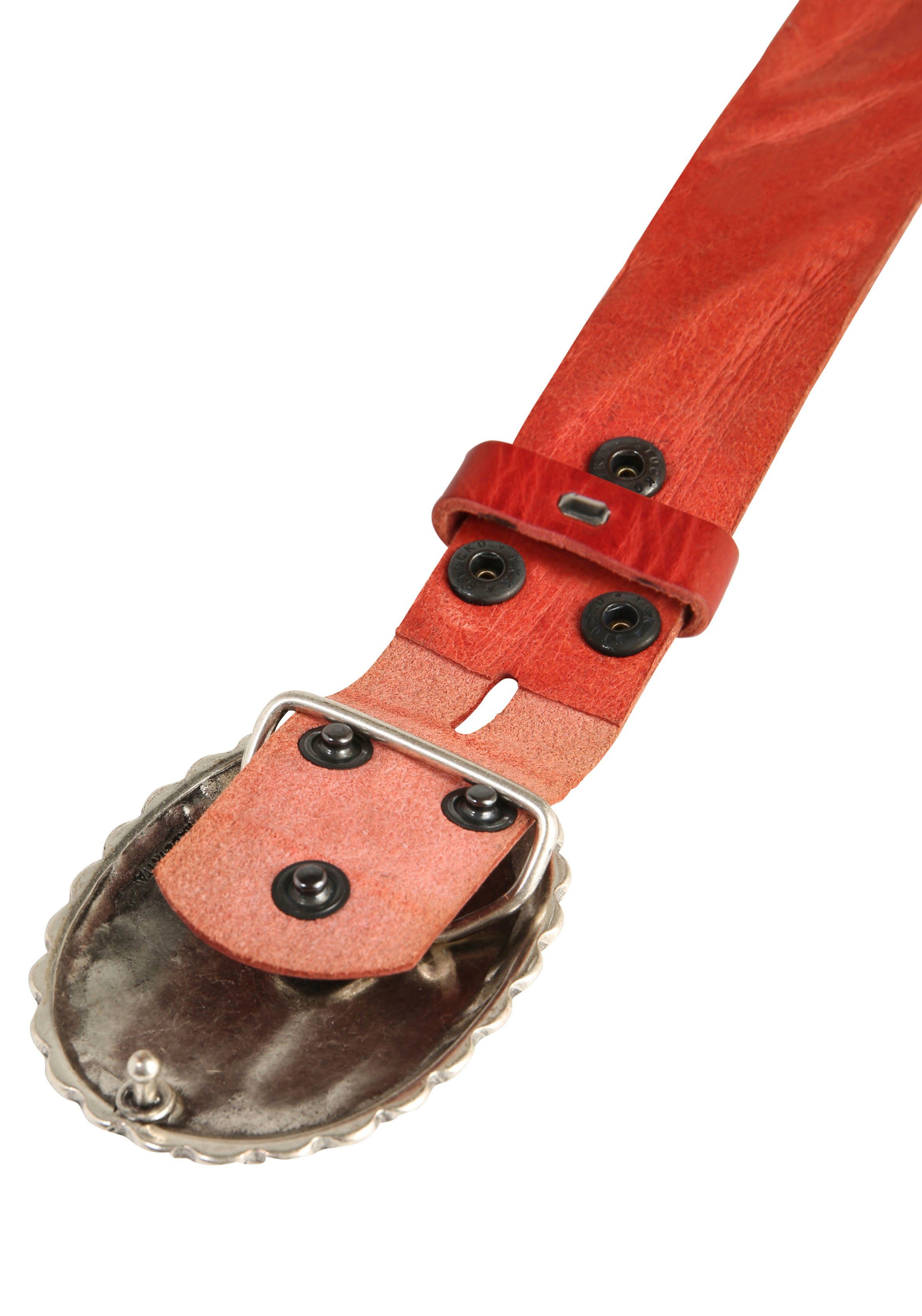 RETTUNGSRING by showroom 019° Leren riem met verwisselbare sluiting "mandala zilverkleur"