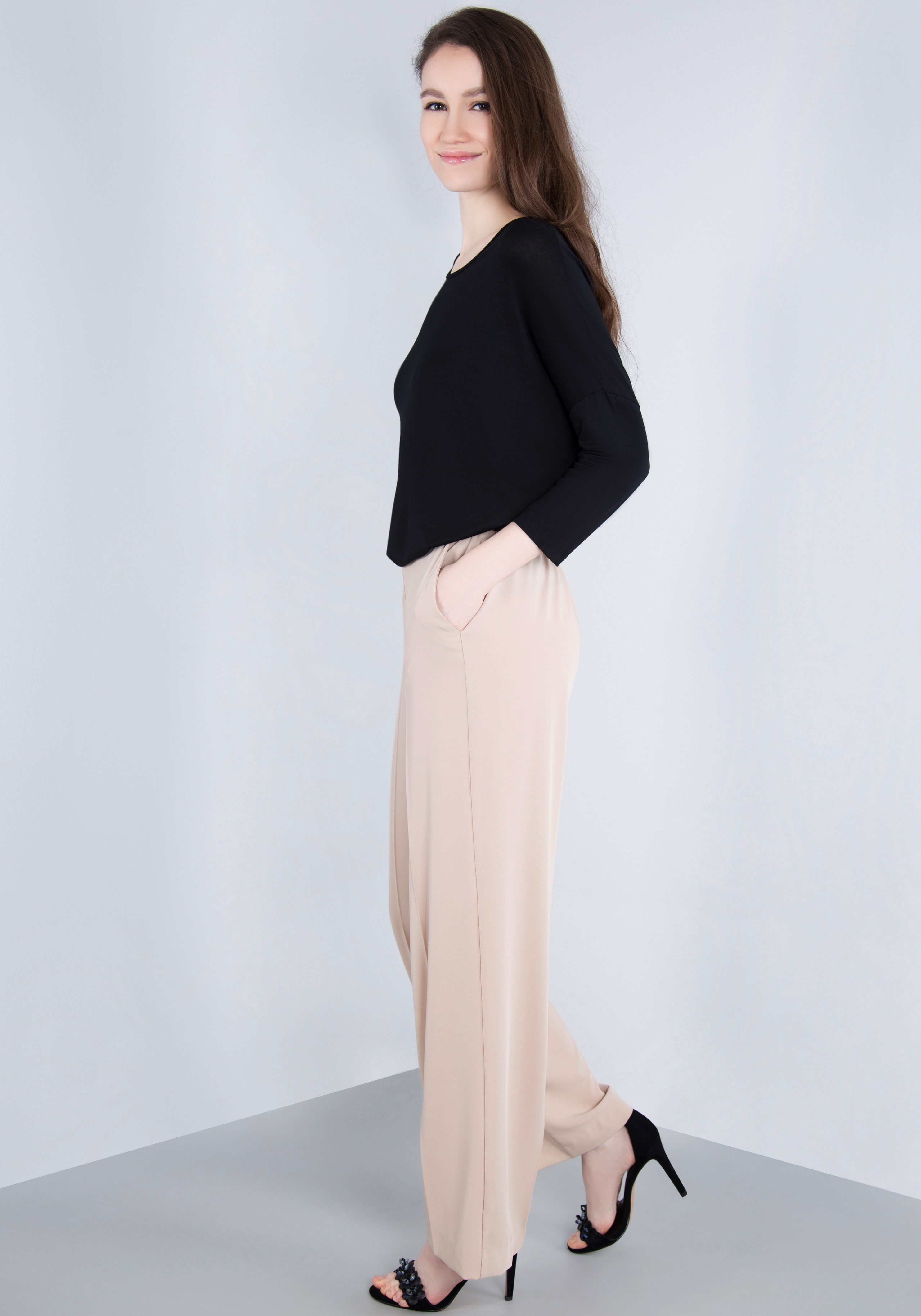 IMPERIAL Bandplooibroek Vloeiende wijde broek met elastische tailleband aan de achterkant