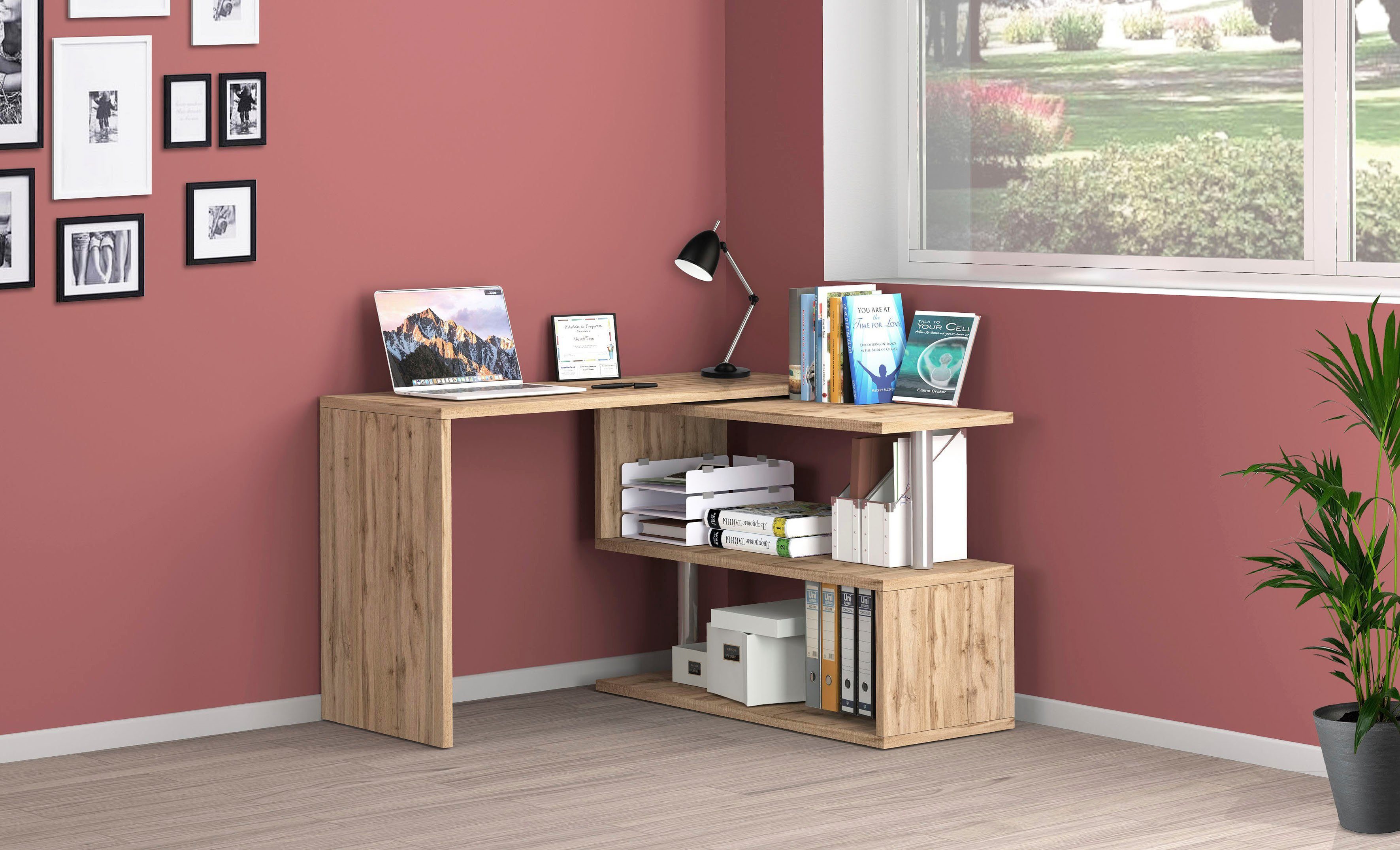INOSIGN Bureau Volta, Made in Italy multifunctioneel - als computertafel, hoekbureau of sideboard