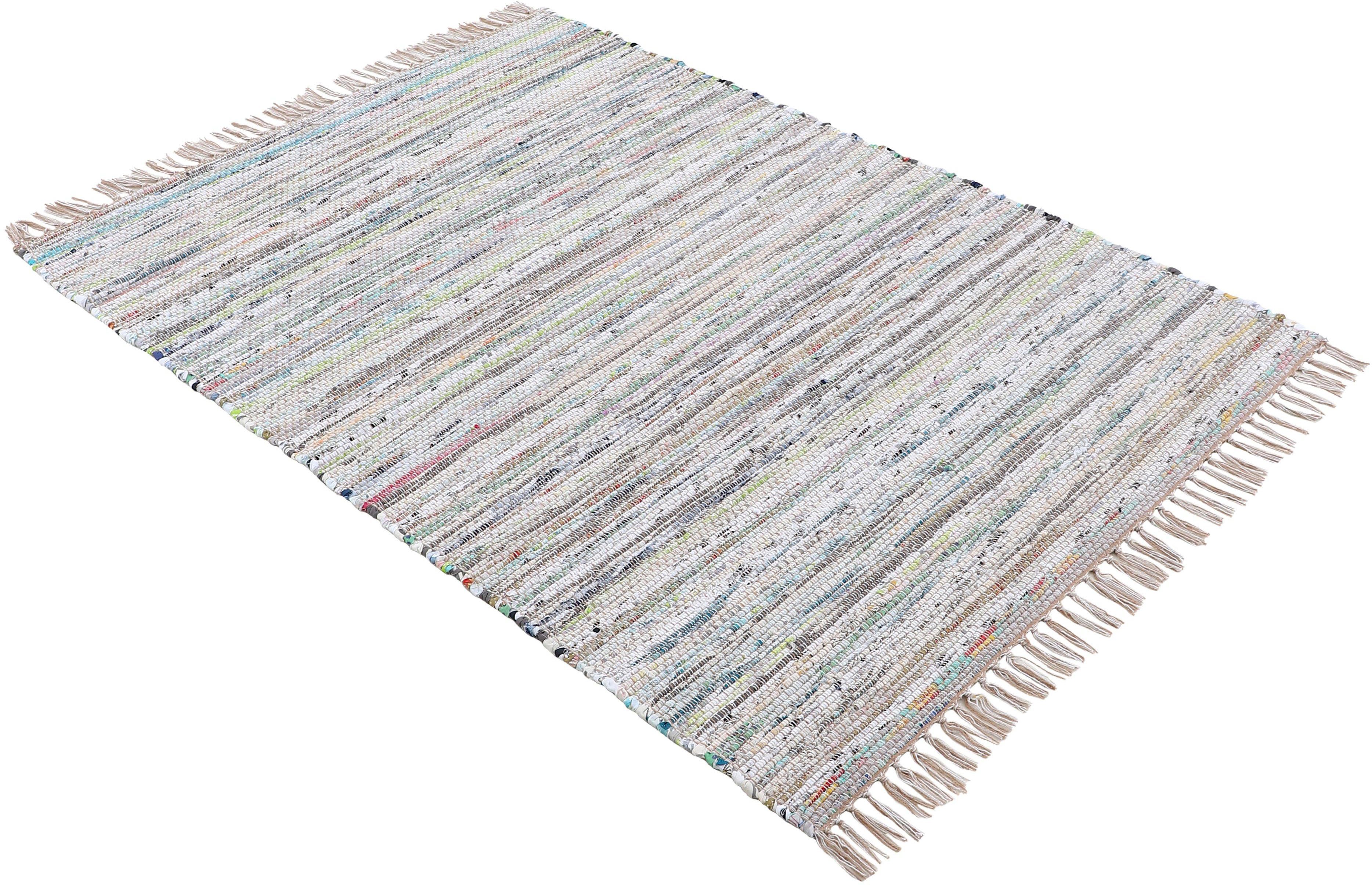 carpetfine Vloerkleed Kelim Chindi, omkeerbaar tapijt handgeweven, patchwork tapijt met franjes, ook verkrijgbaar in loperformaten