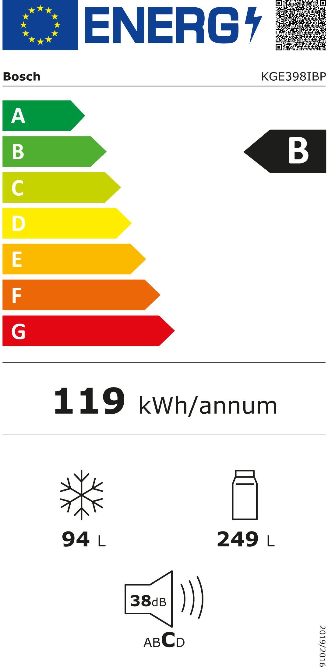 BOSCH Koel-vriescombinatie KGE398IBP