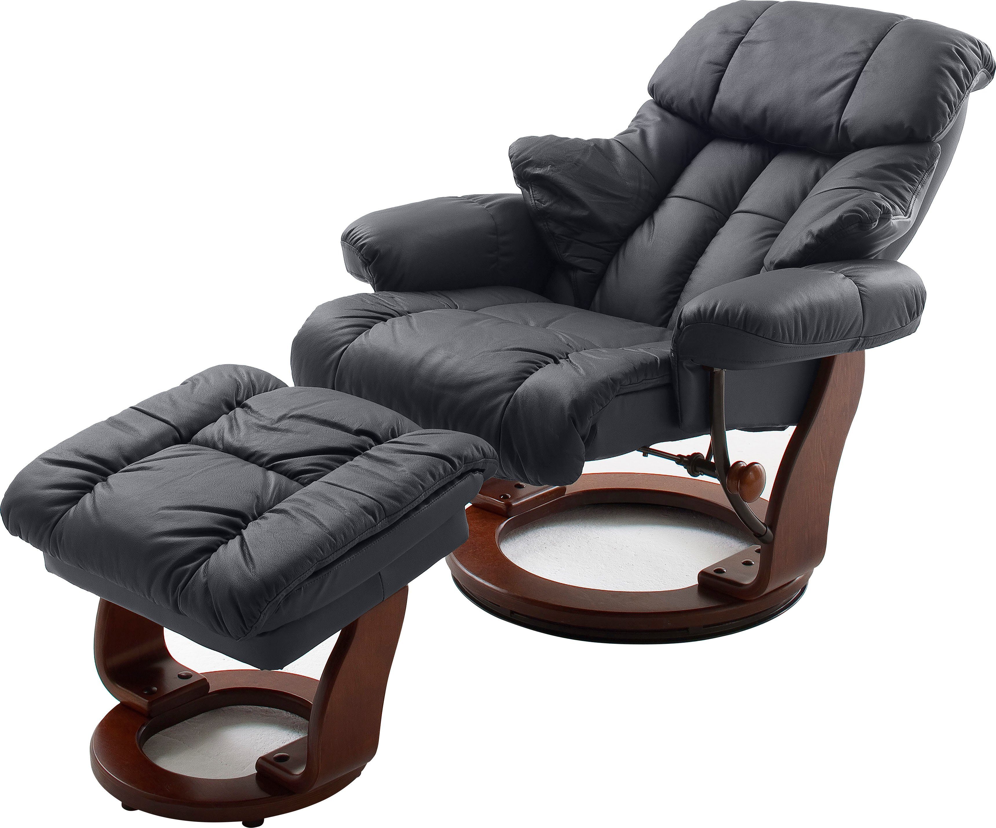 MCA furniture Relaxfauteuil Calgary Tv-fauteuil 360º draaibaar inclusief hocker met leren bekleding