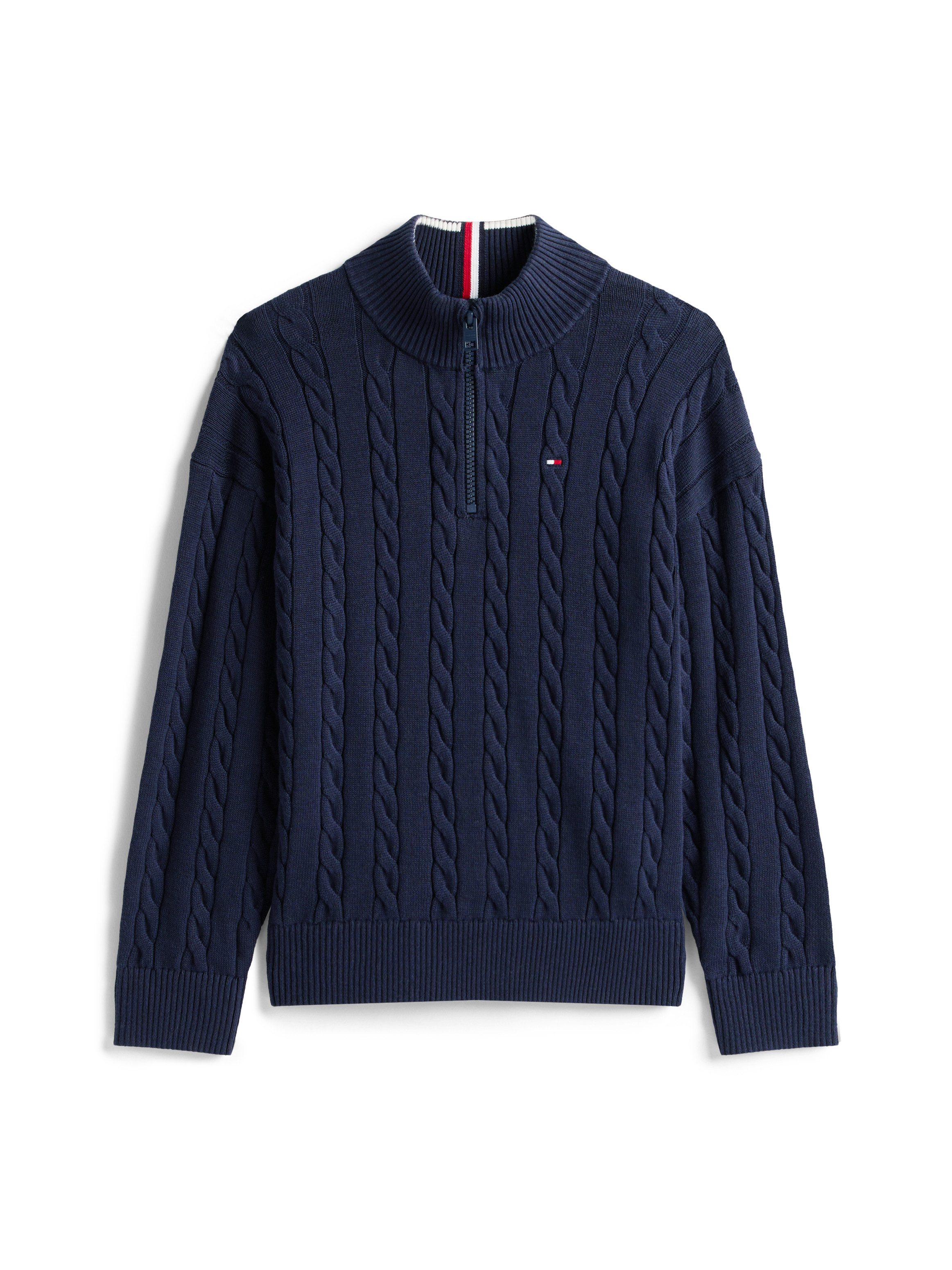 Tommy Hilfiger Gebreide trui COTTON CABLE HALF ZIP SWEATER