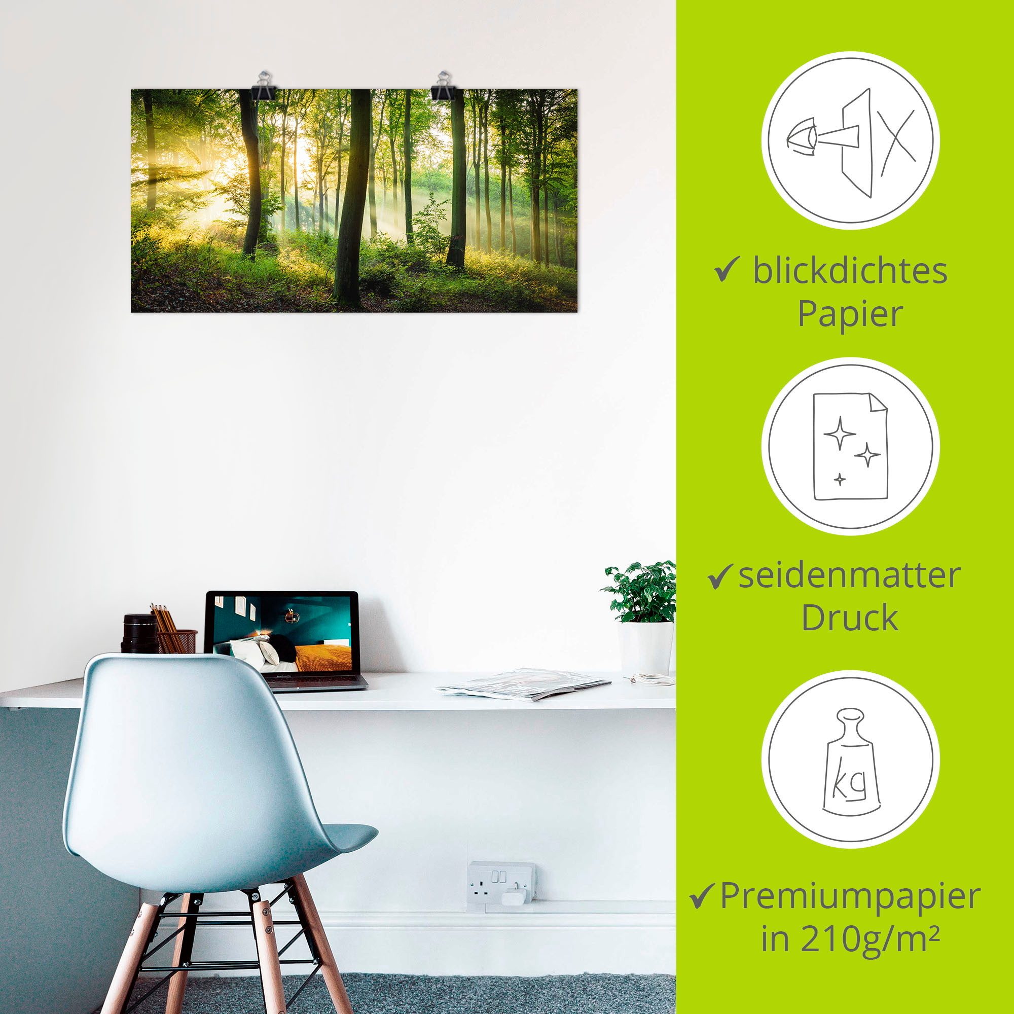 Artland Artprint Herfst in het bos II als artprint van aluminium, artprint voor buiten, artprint op linnen, poster, muursticker
