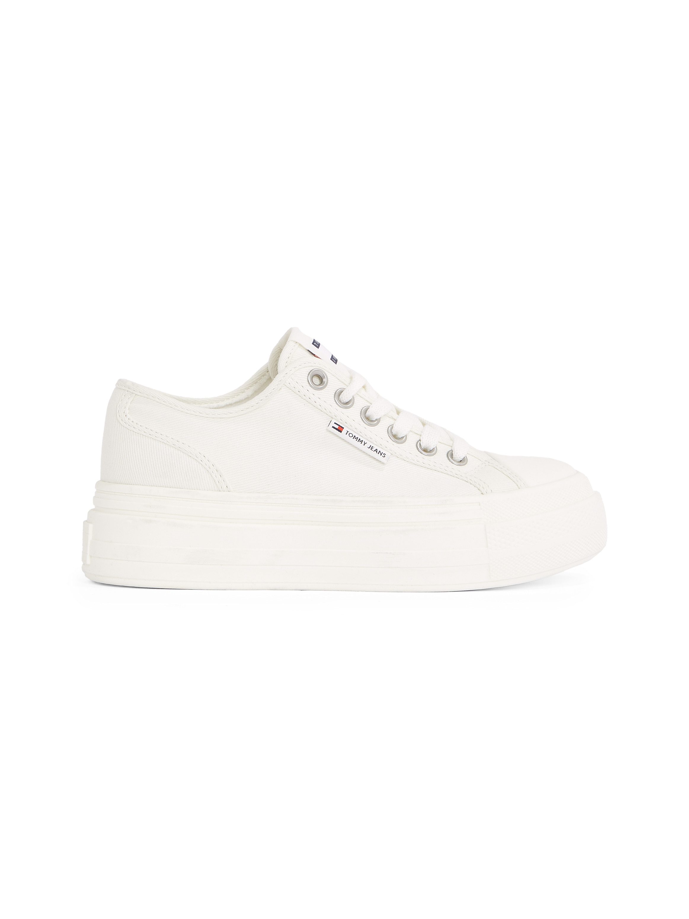 TOMMY JEANS Plateausneakers TJW FOXING FLATFORM LC , vrijetijdsschoen, halfschoen, veterschoen in jeans-look