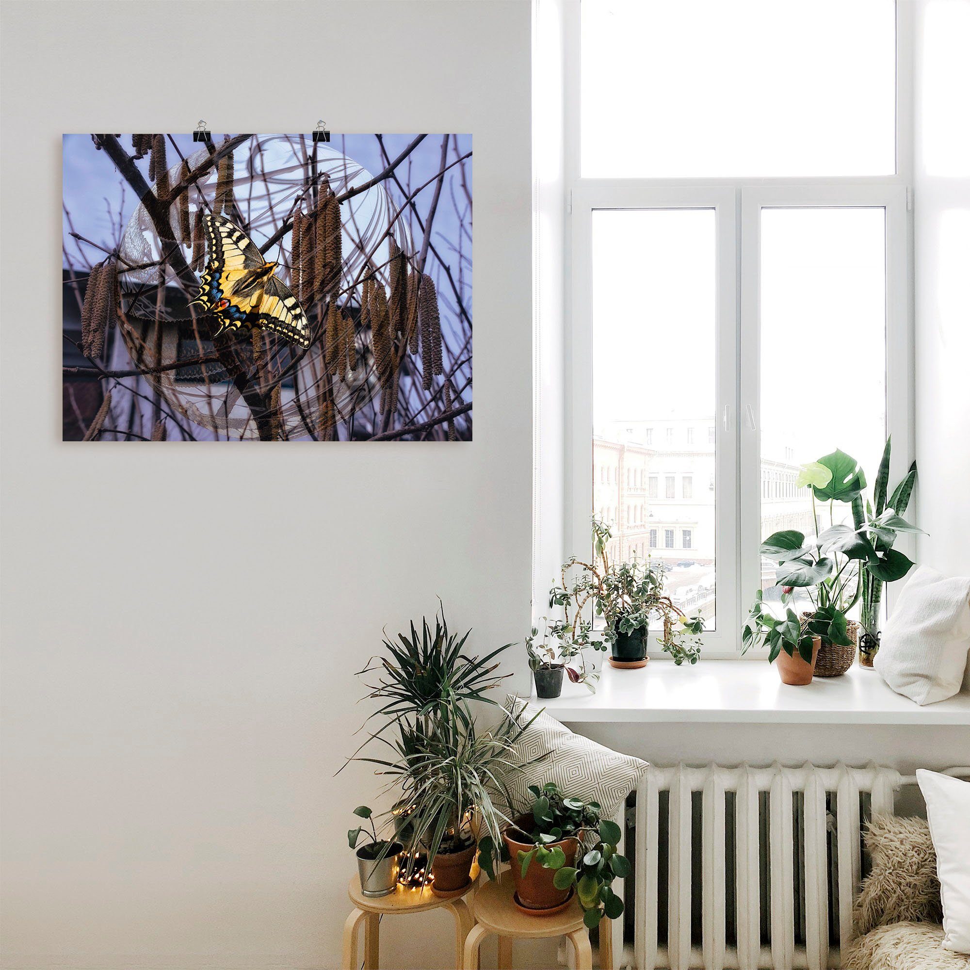 Artland Artprint Blik uit het venster - Burghausener burcht als artprint van aluminium, artprint op linnen, muursticker of poster in verschillende maten