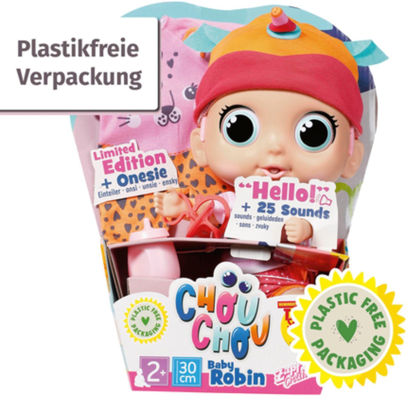 Zapf Creation® Babypop Chou Chou Baby, Pink met geluidseffecten en gelimiteerde pyjama