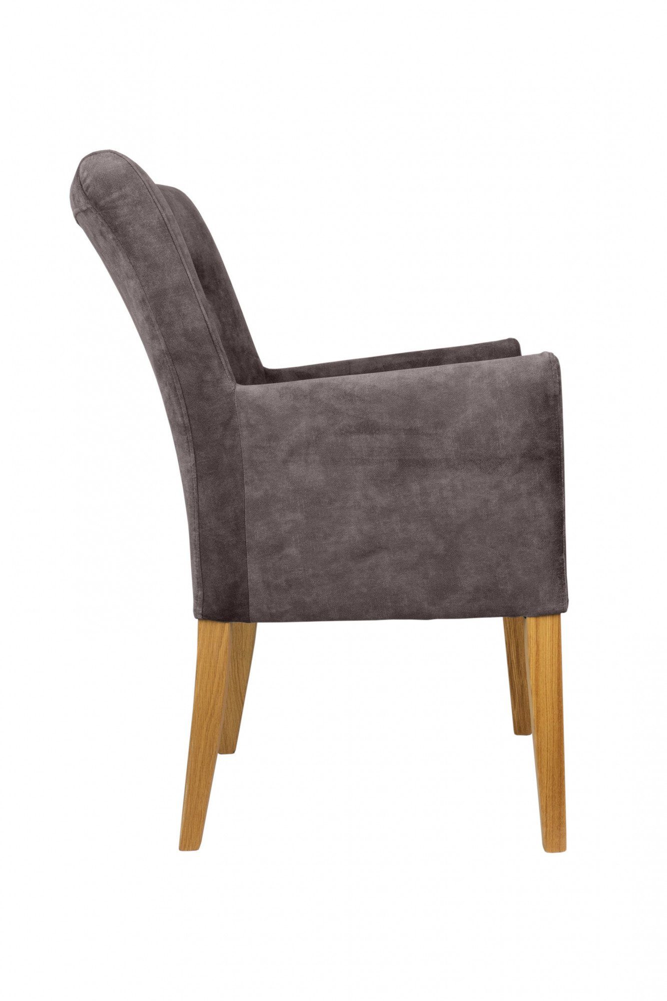 Home affaire Stoel met armleuningen Cortega eetkamerstoel met knoopverwerking Pootframe massief hout, comfortabel gepolsterd (1 stuk)