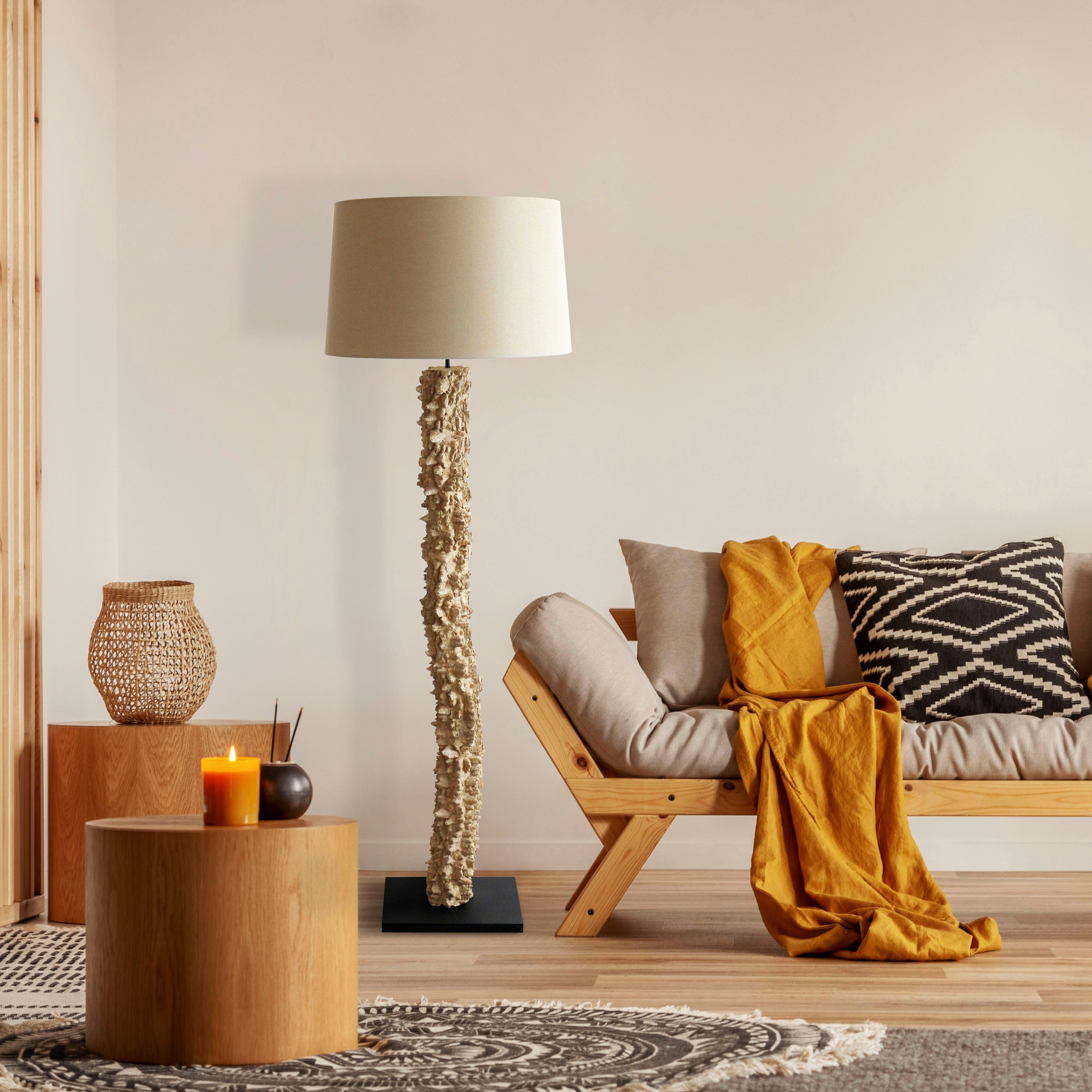 SalesFever Staande lamp Pandora handgemaakt, met linnen kap (1 stuk)