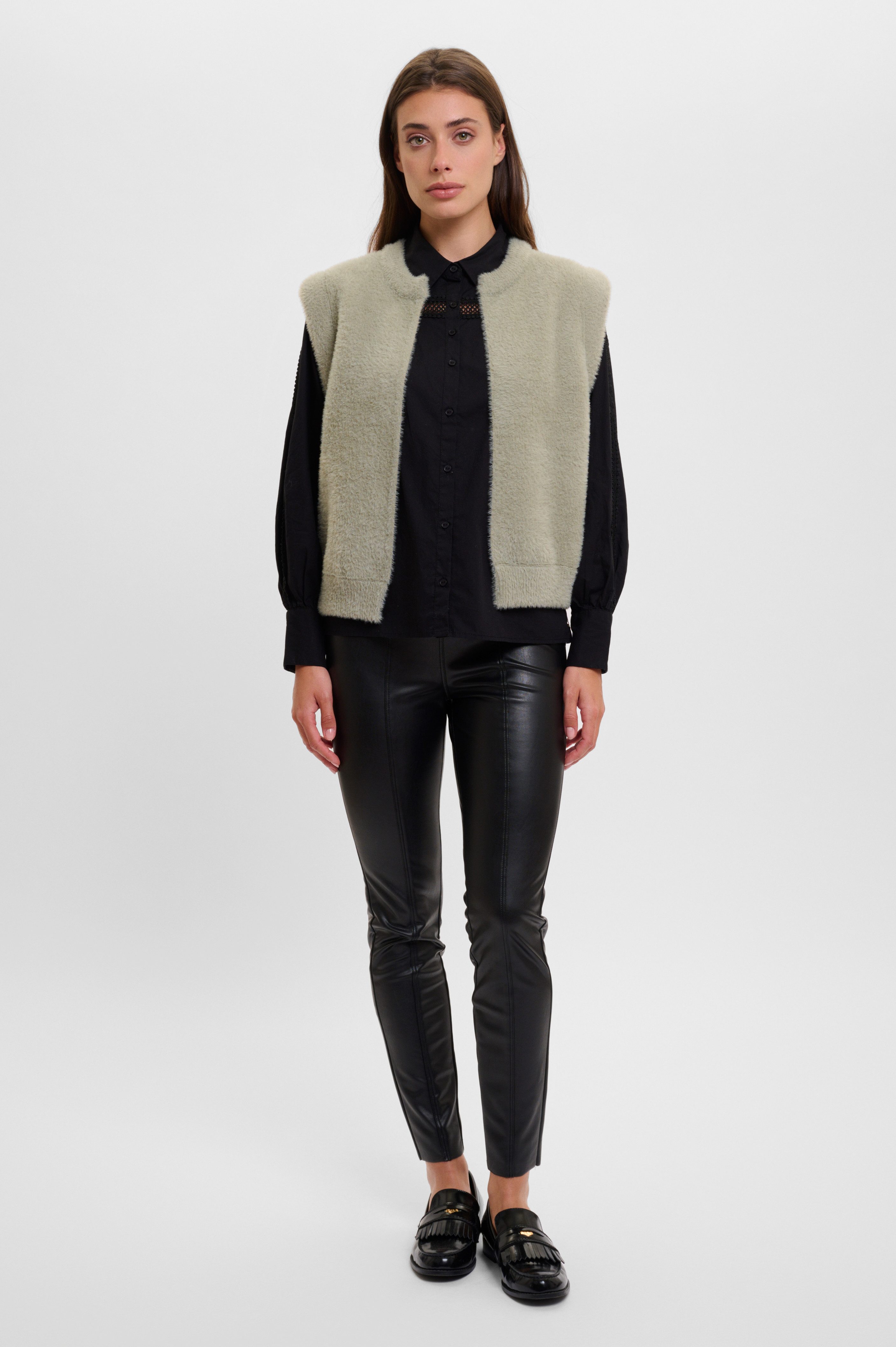 Rino & Pelle Bodywarmer in bont-look Elona zonder sluiting en van pluche
