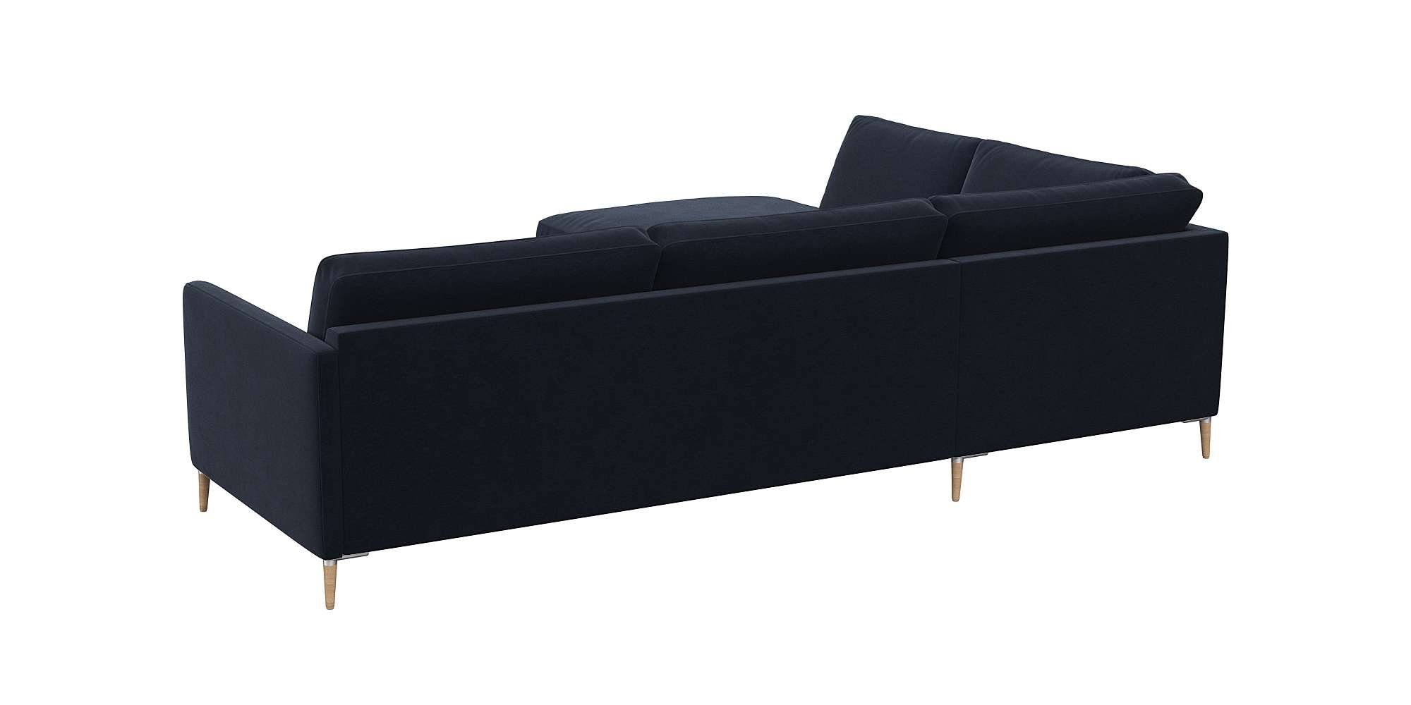 FLEXLUX Hoekbank Fiore, L-vorm smalle armleuningen, koudschuim, aluminium + eiken poten