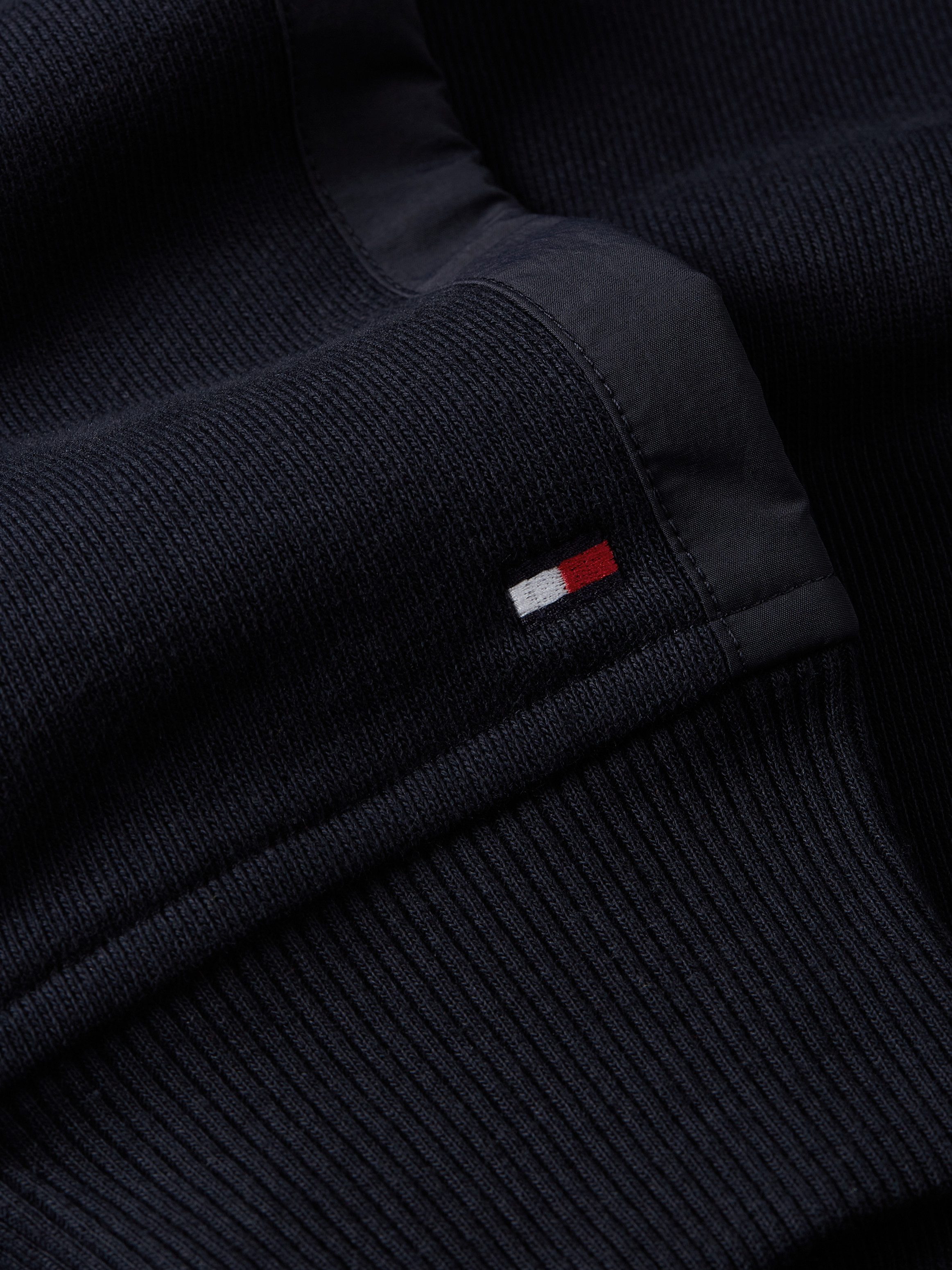 Tommy Hilfiger Sweatshirt MONOTYPE MIX MEDIA HALF ZIP met inzetten in andere materialen