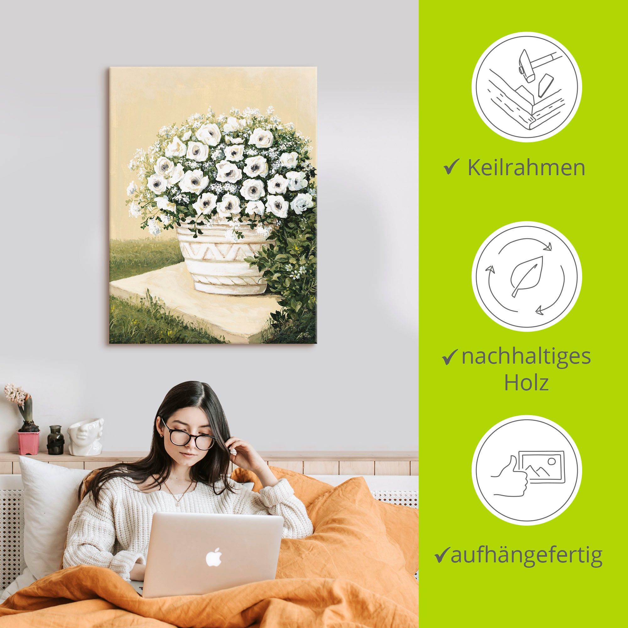Artland Artprint op linnen Bloempot II gespannen op een spieraam